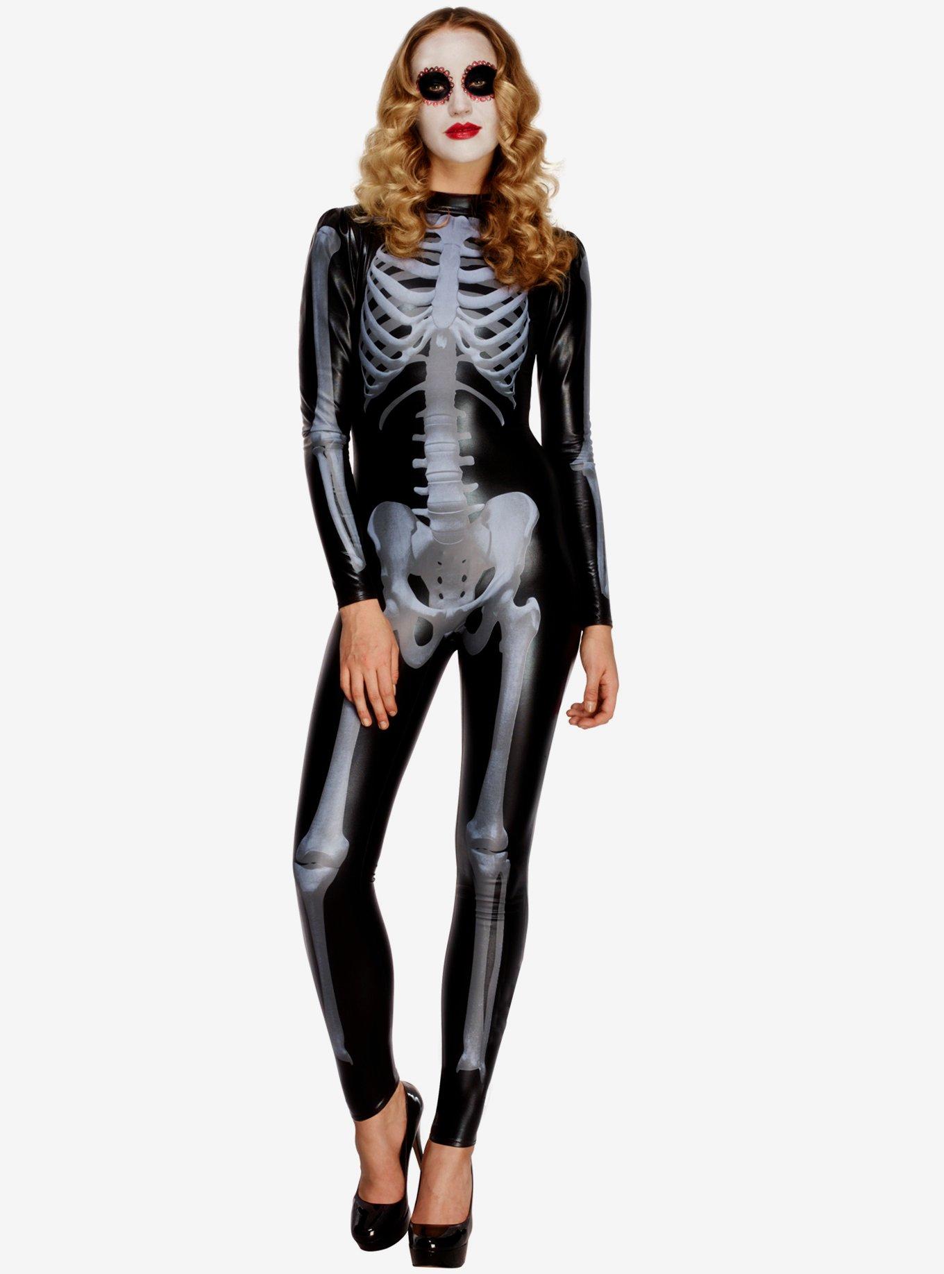 Skeleton Wet Look Catsuit, , hi-res