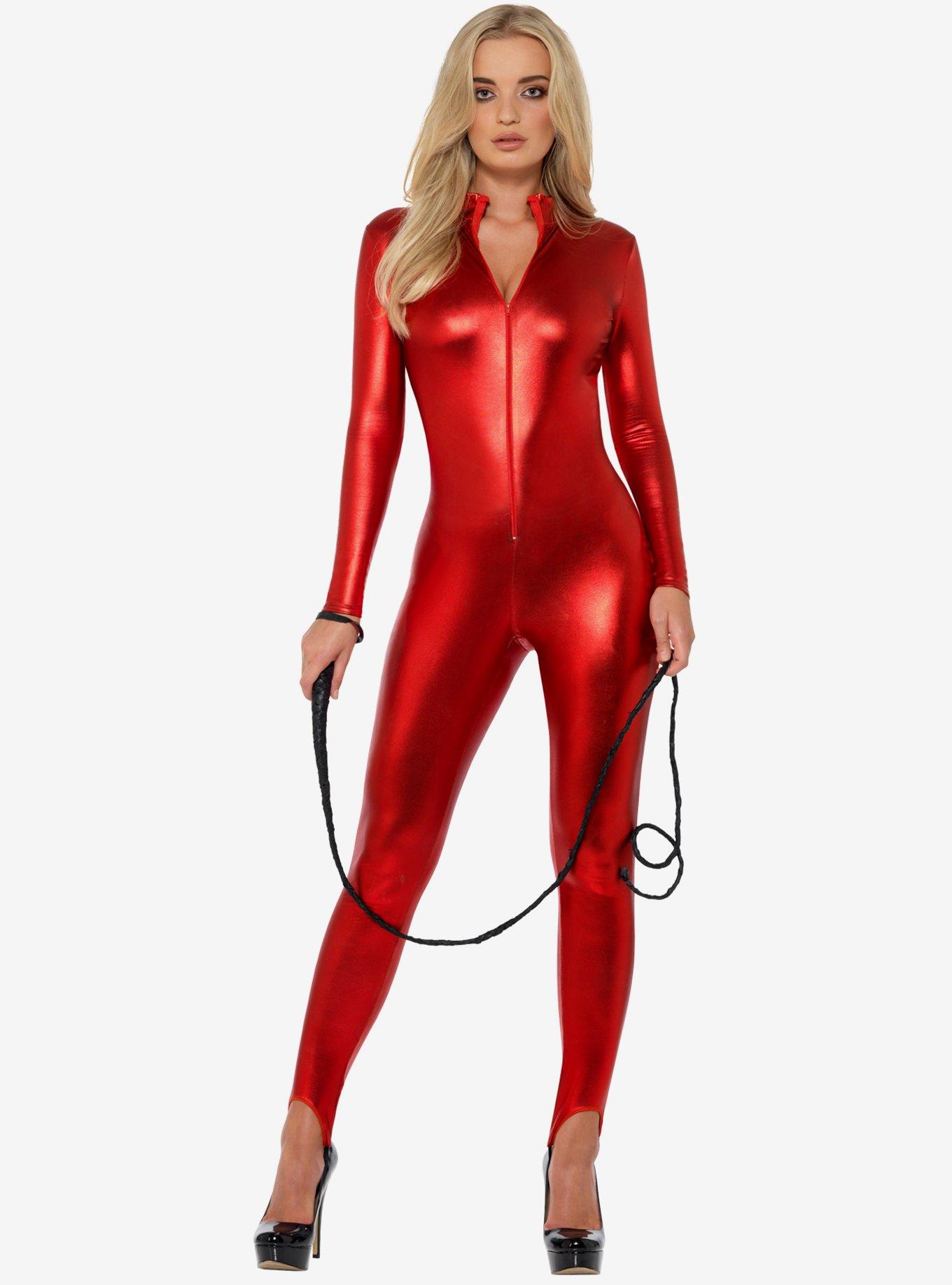 Zip Up Stirrup Catsuit Red Hot Topic 6806