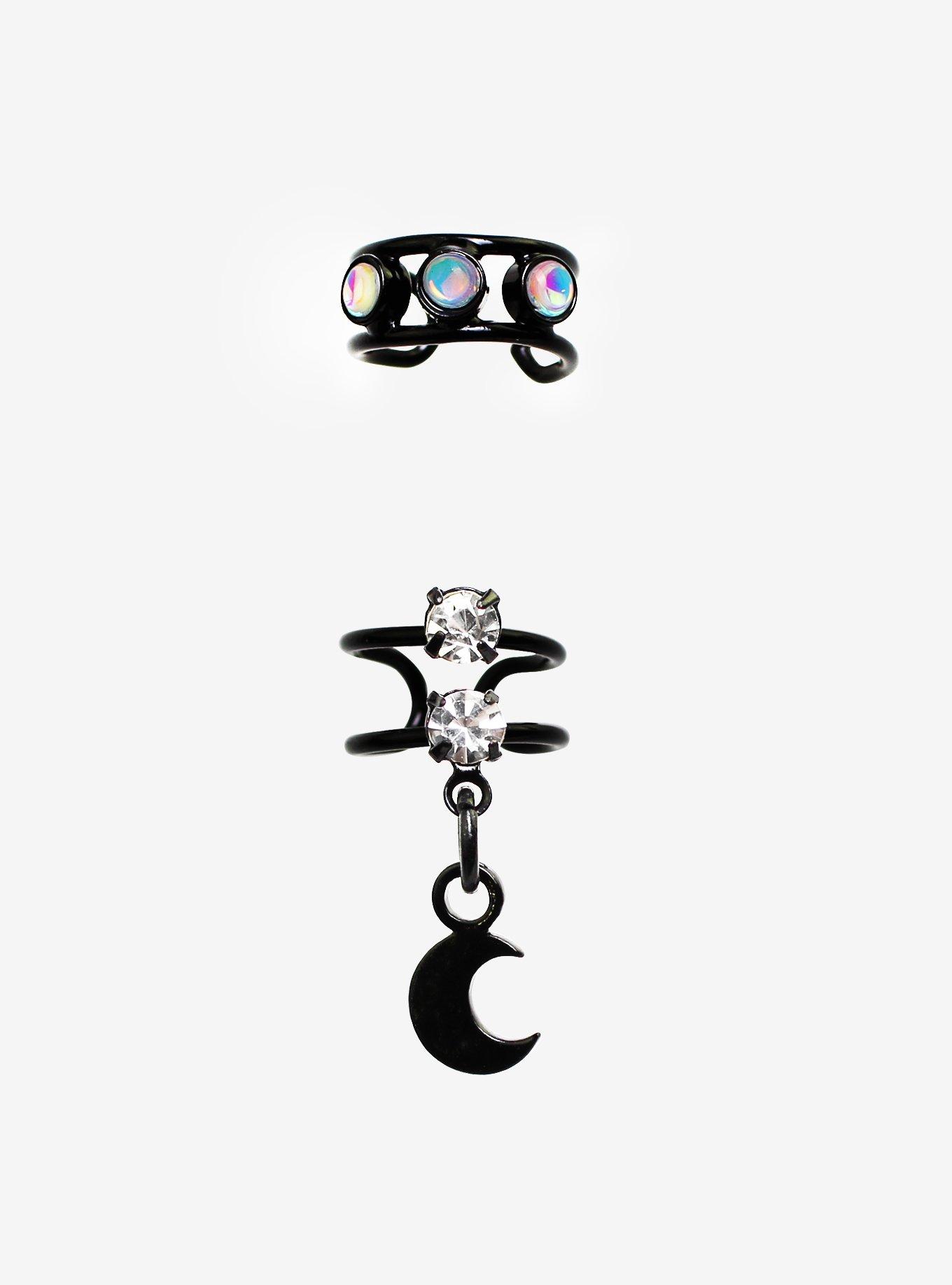 Black Moon Gems Ear Cuff Set, , hi-res