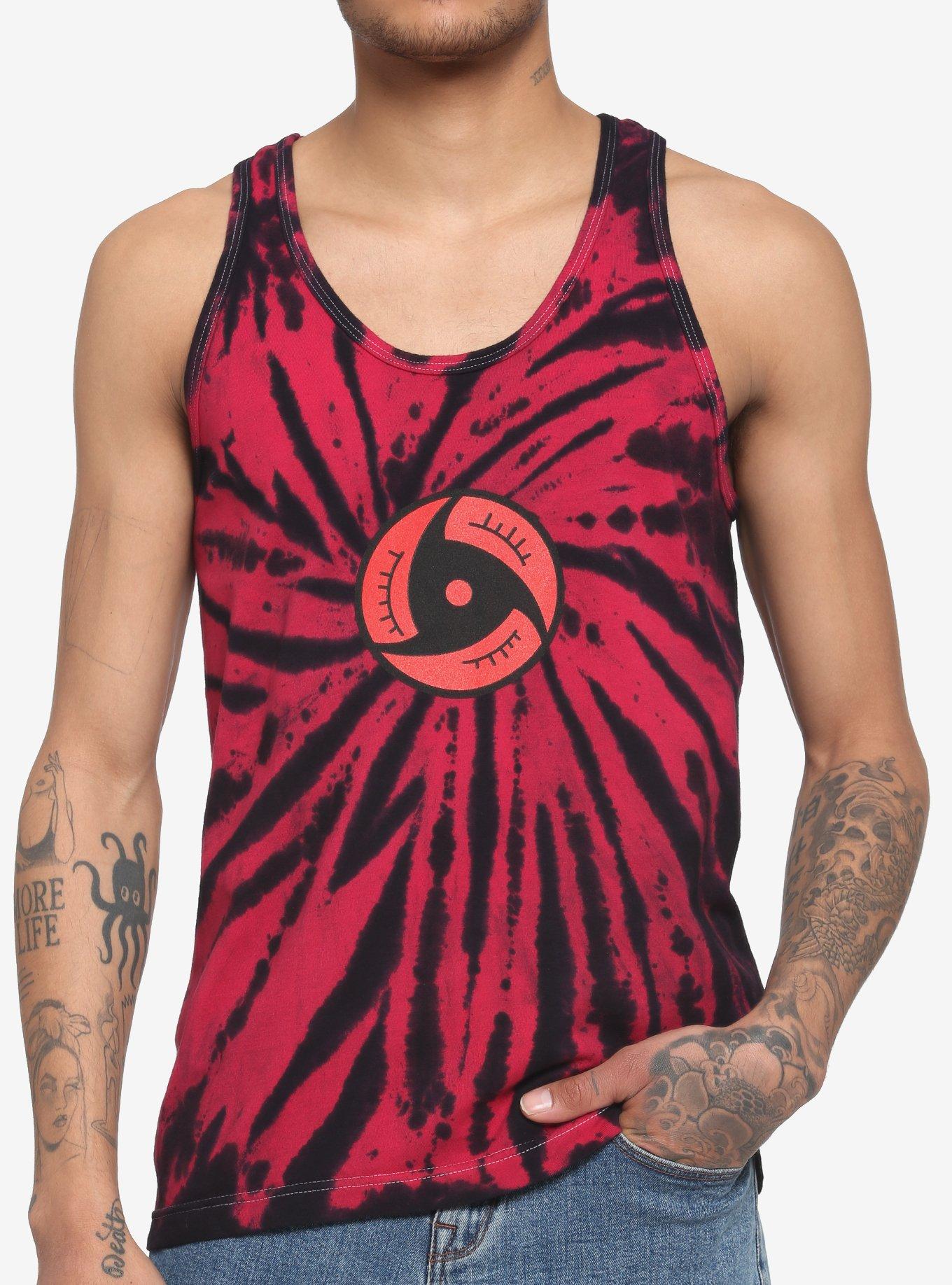 Naruto Shippuden Itachi Eye Tie-Dye Tank Top, BLACK, hi-res