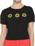 Embroidered Sunflower Girls Crop Baby T-Shirt, BLACK, hi-res