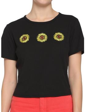 Embroidered Sunflower Girls Crop Baby T-Shirt, , hi-res