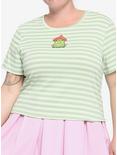 Frog Mushroom Stripe Girls Crop Baby T-Shirt Plus Size, STRIPE - GREEN, hi-res