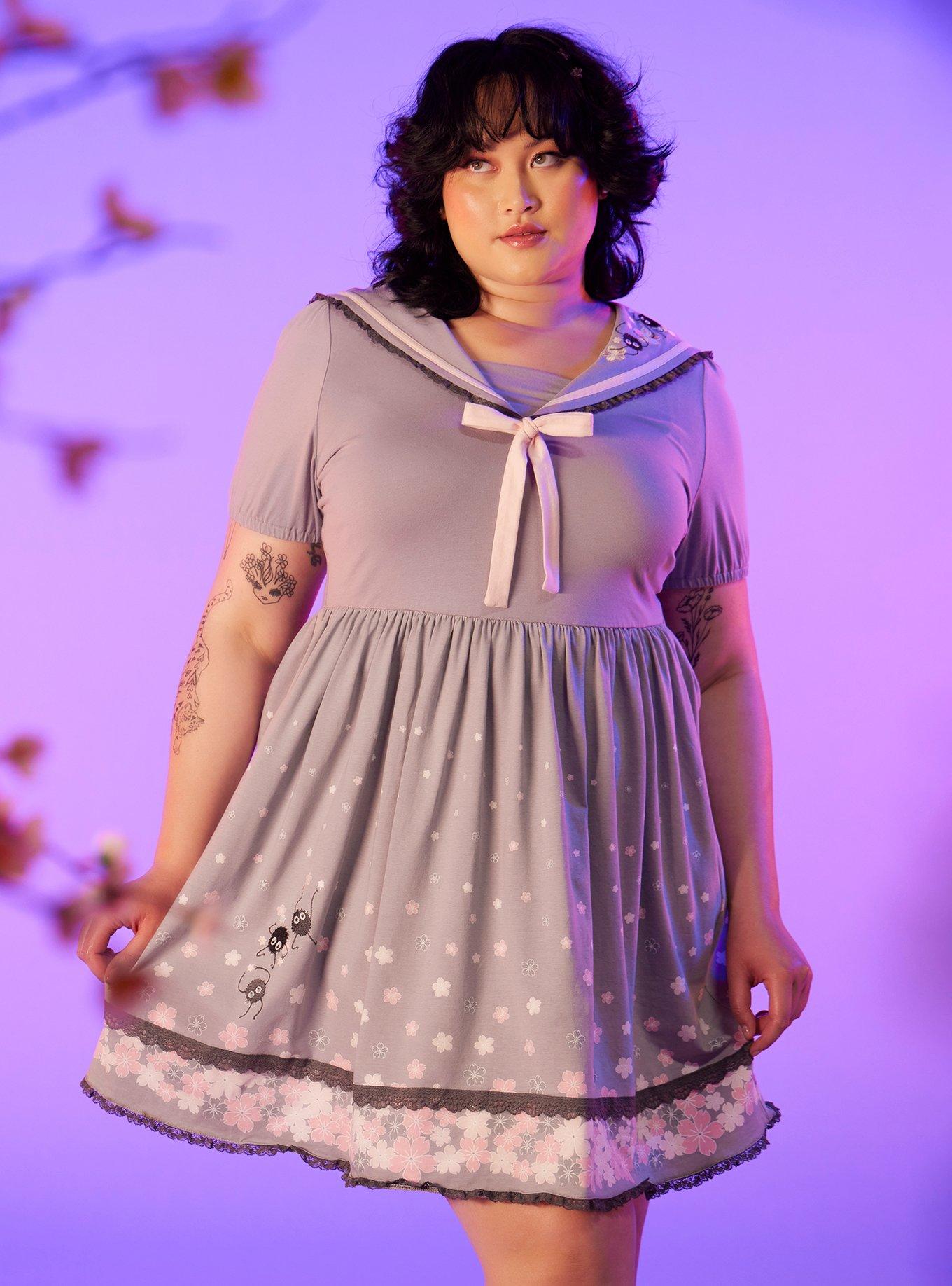 Studio Ghibli Spirited Away Cherry Blossoms Sailor Dress Plus Size
