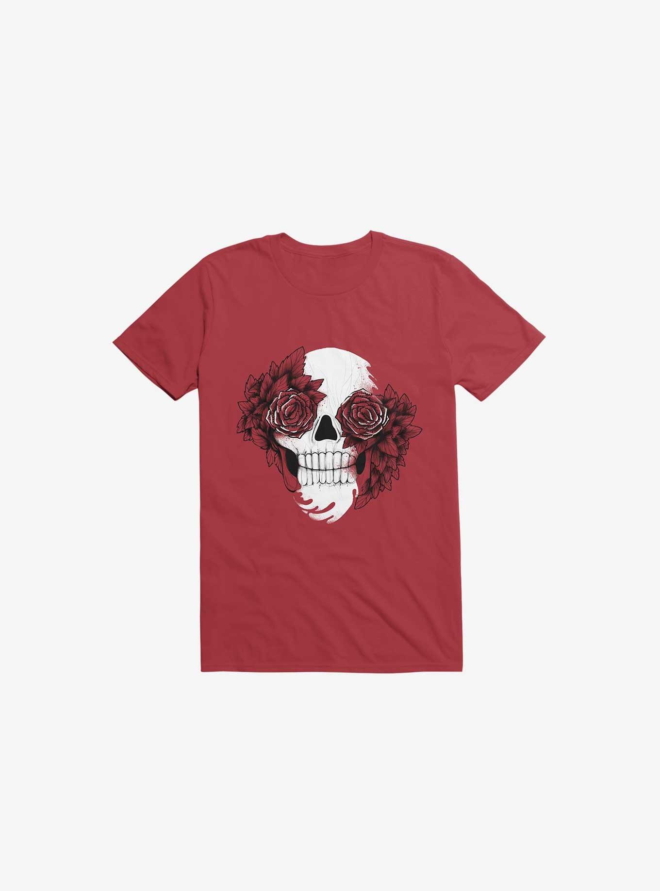 Bloom Skull Red T-Shirt, RED, hi-res