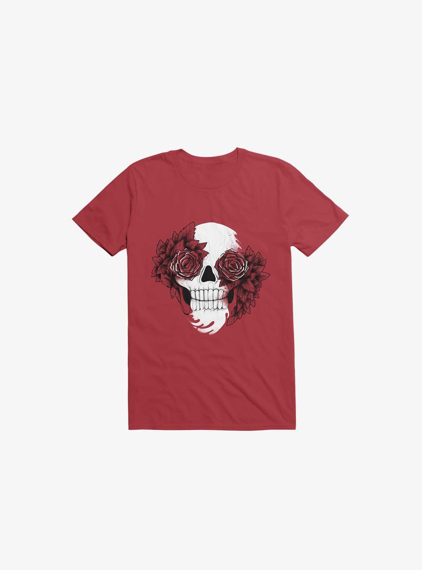 Bloom Skull Red T-Shirt, RED, hi-res