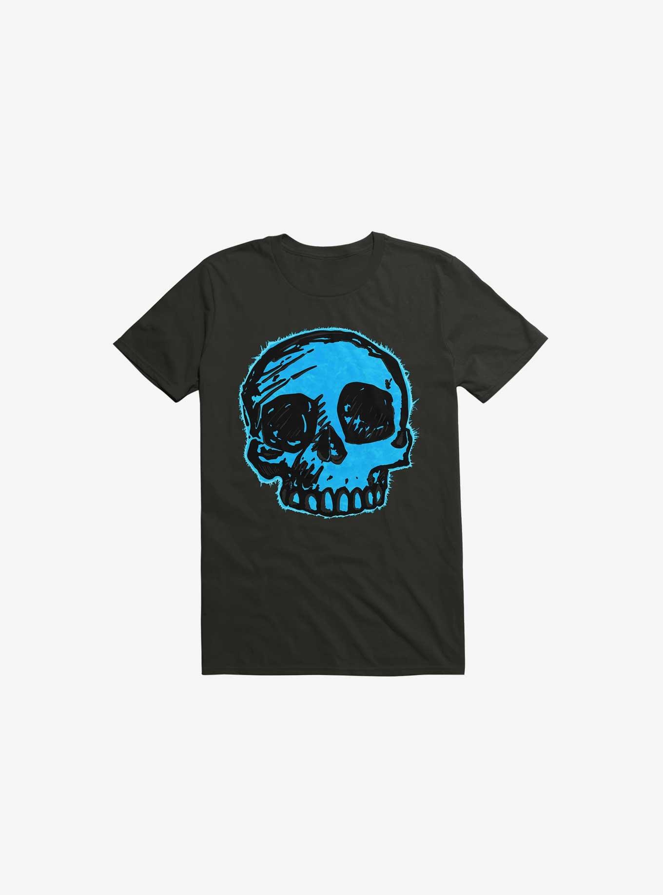 Blue Skull Black T-Shirt, , hi-res