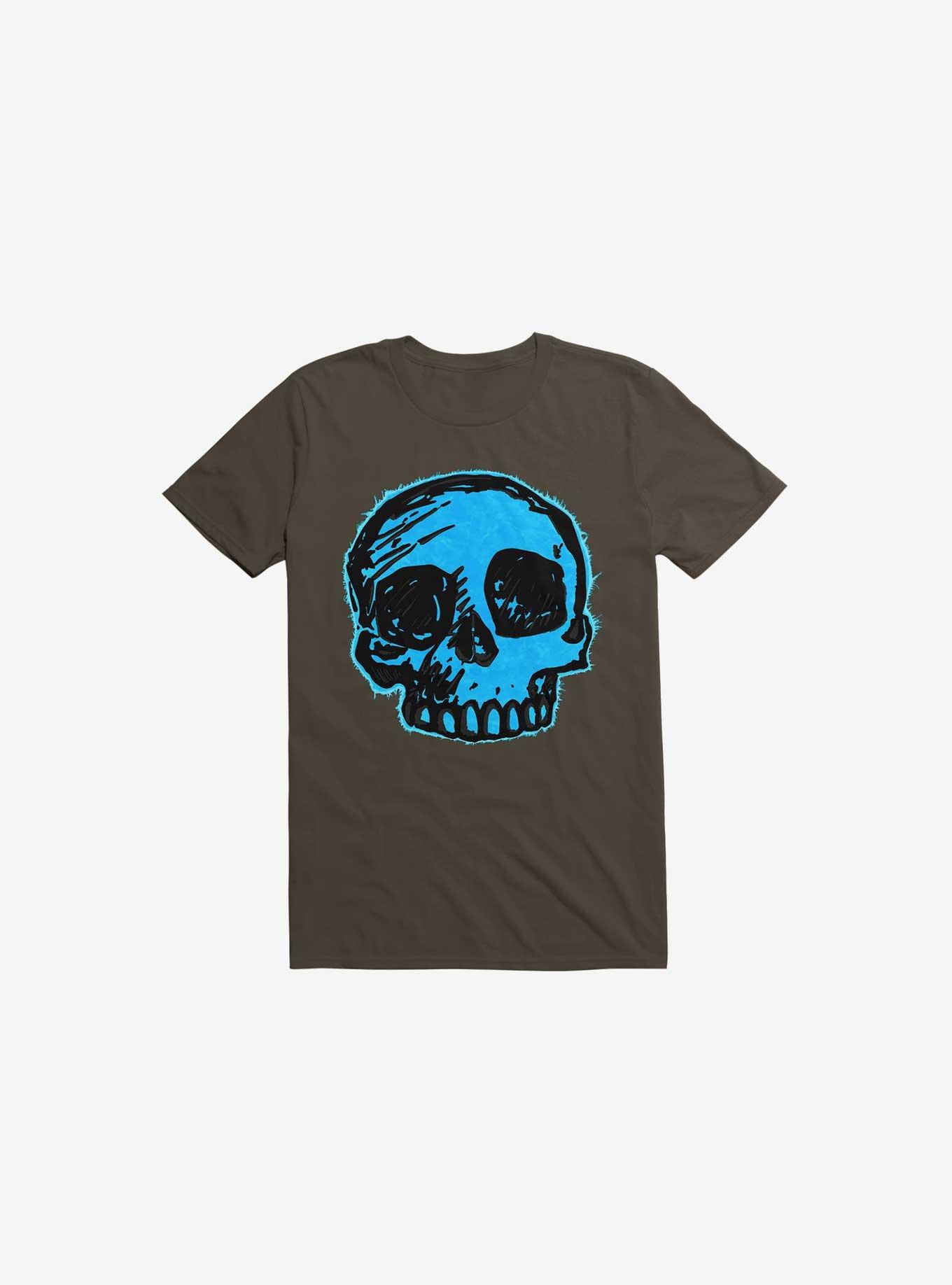 Blue Skull Brown T-Shirt, , hi-res