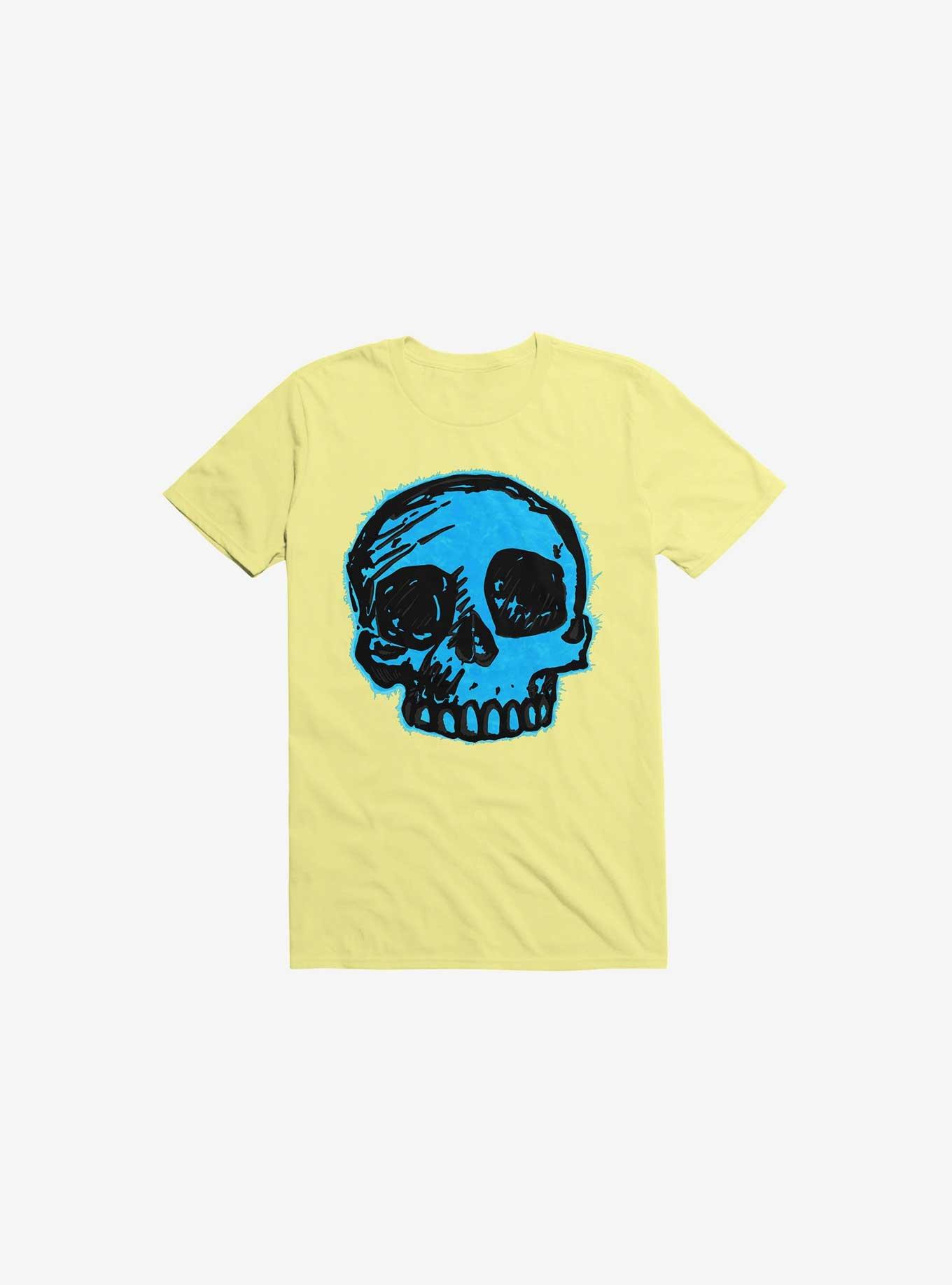 Blue Skull Corn Silk Yellow T-Shirt, CORN SILK, hi-res