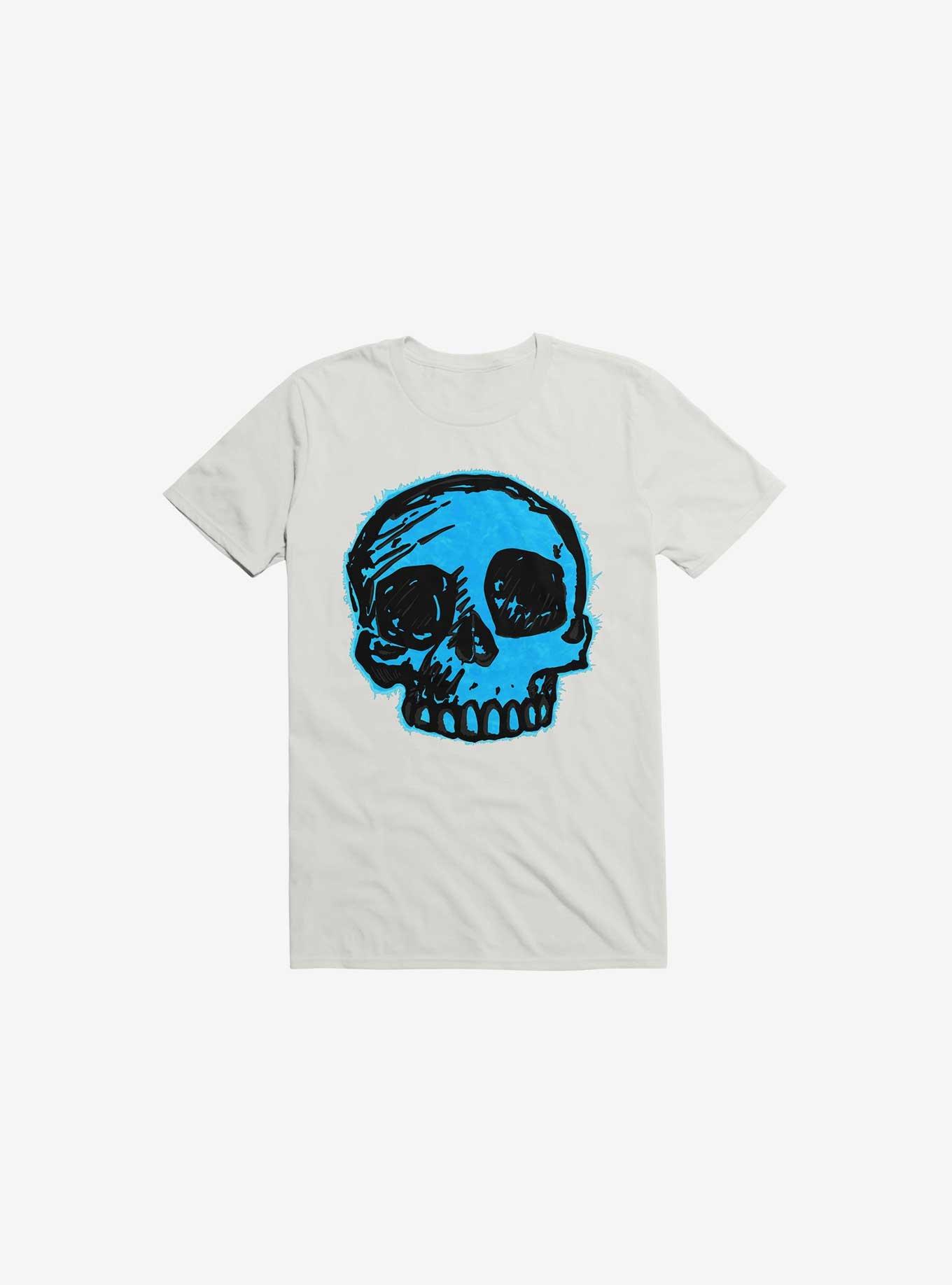 Blue Skull White T-Shirt, , hi-res