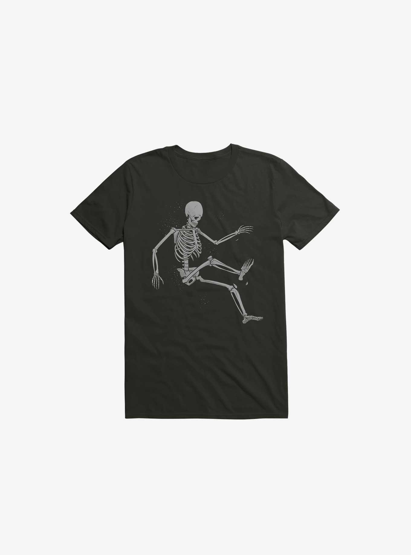 Skeleton Flowting On Space Black T-Shirt, BLACK, hi-res