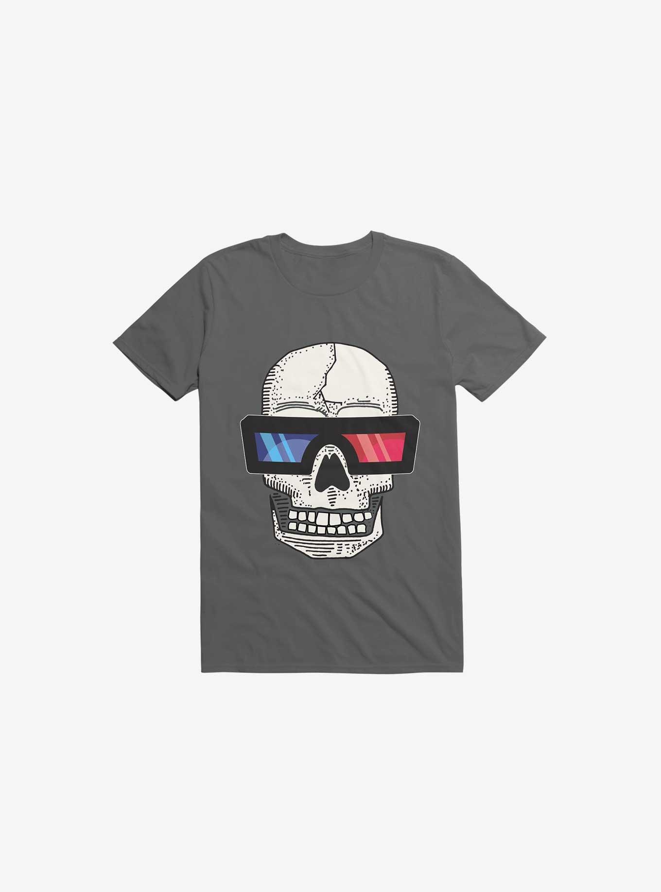Happy Skull Living Life In 3D Asphalt Grey T-Shirt, ASPHALT, hi-res