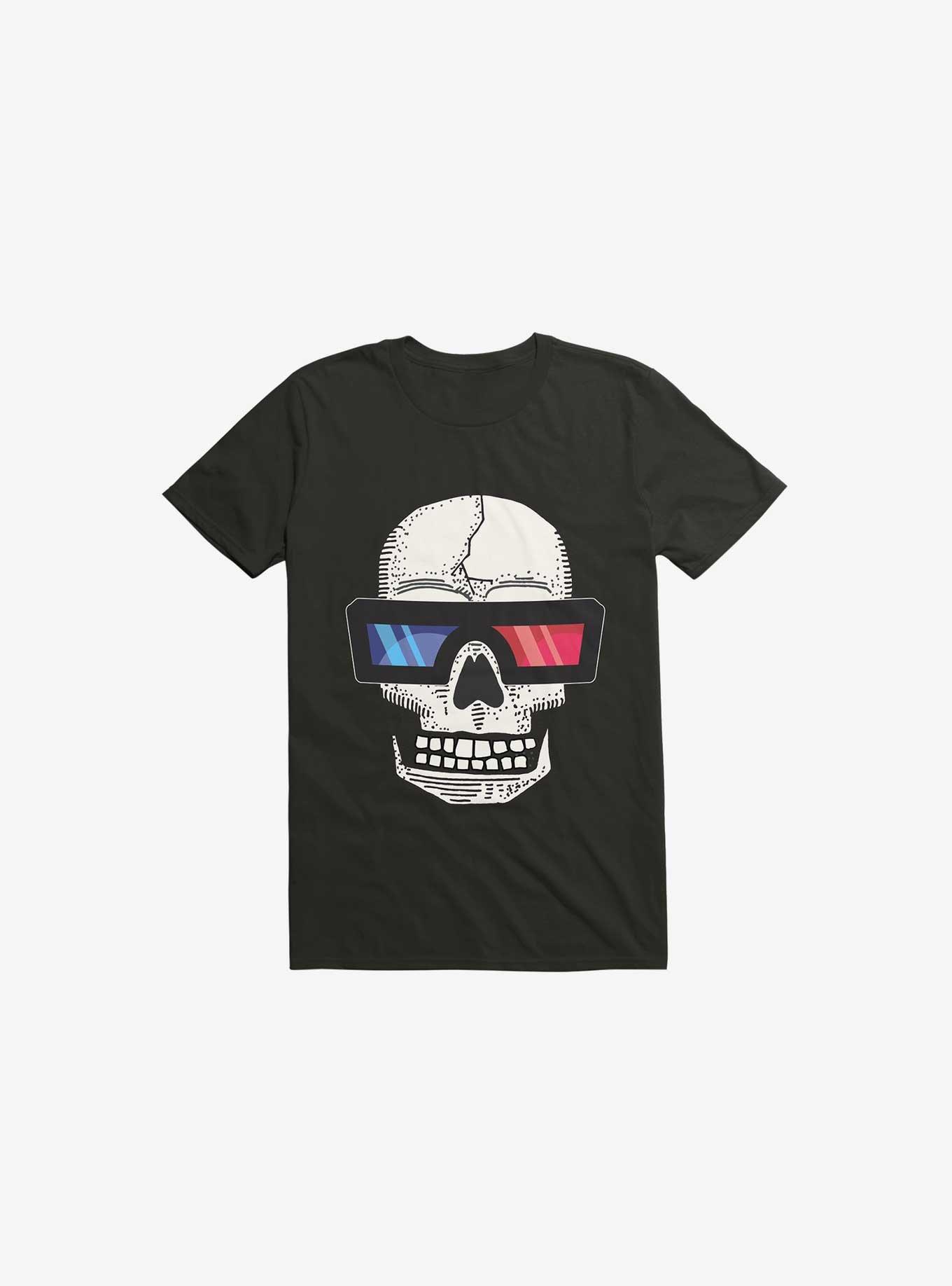 Happy Skull Living Life In 3D Black T-Shirt, , hi-res