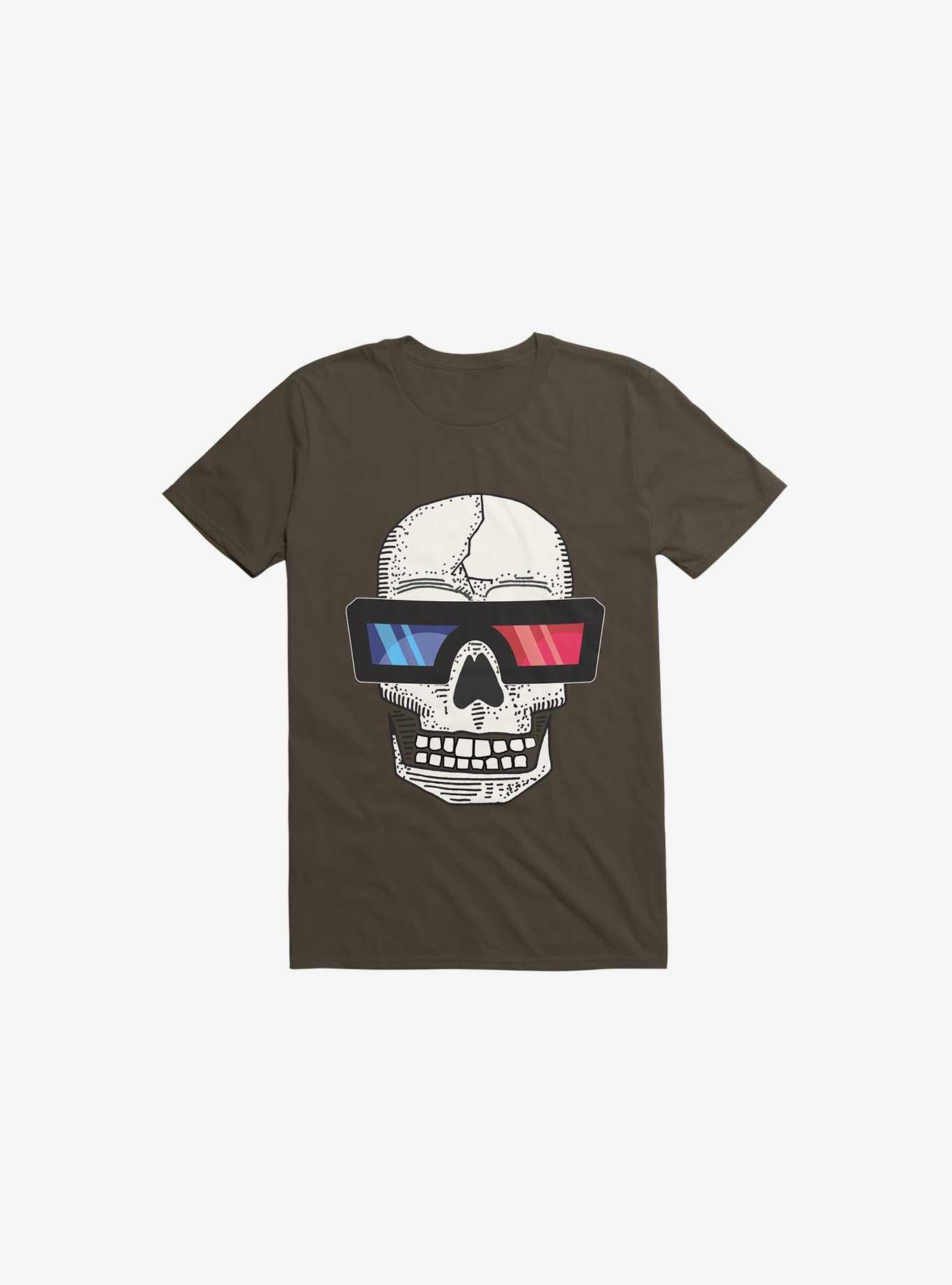 Happy Skull Living Life In 3D Brown T-Shirt, , hi-res