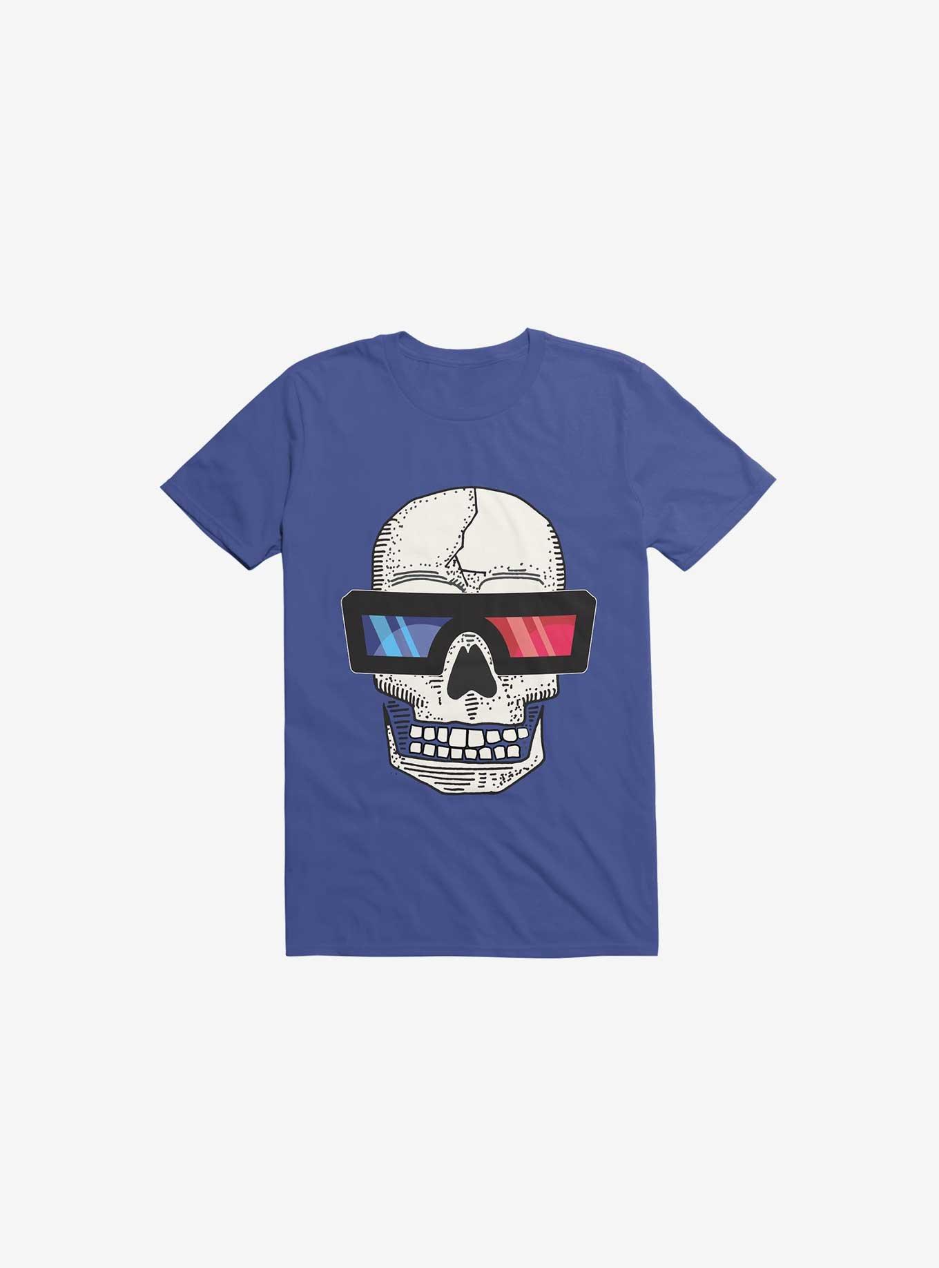 THRDLESS Happy Skull Living Life In 3D Royal Blue T-Shirt