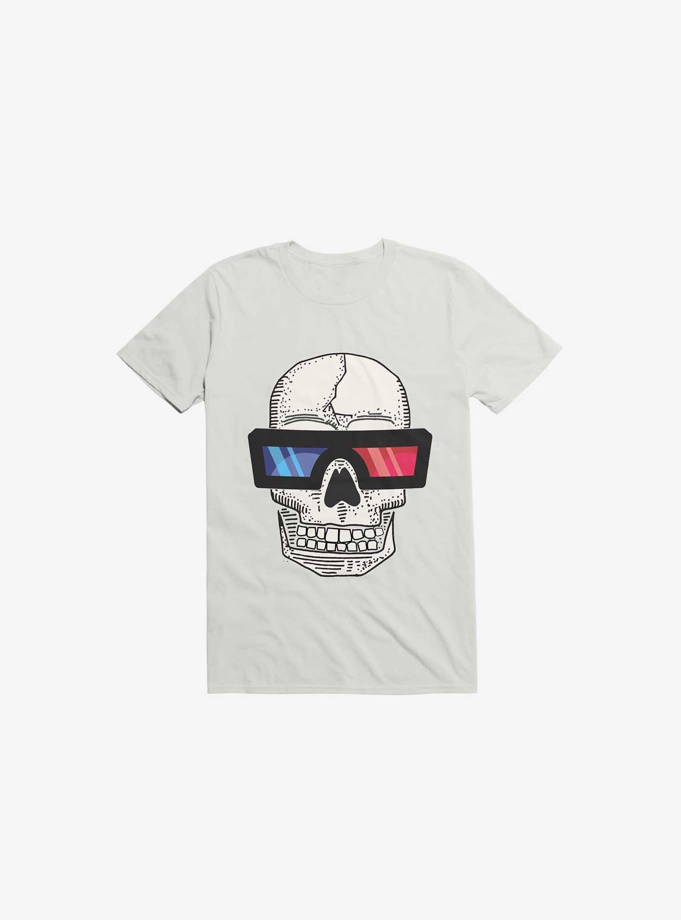 Happy Skull Living Life In 3D White T-Shirt, WHITE, hi-res