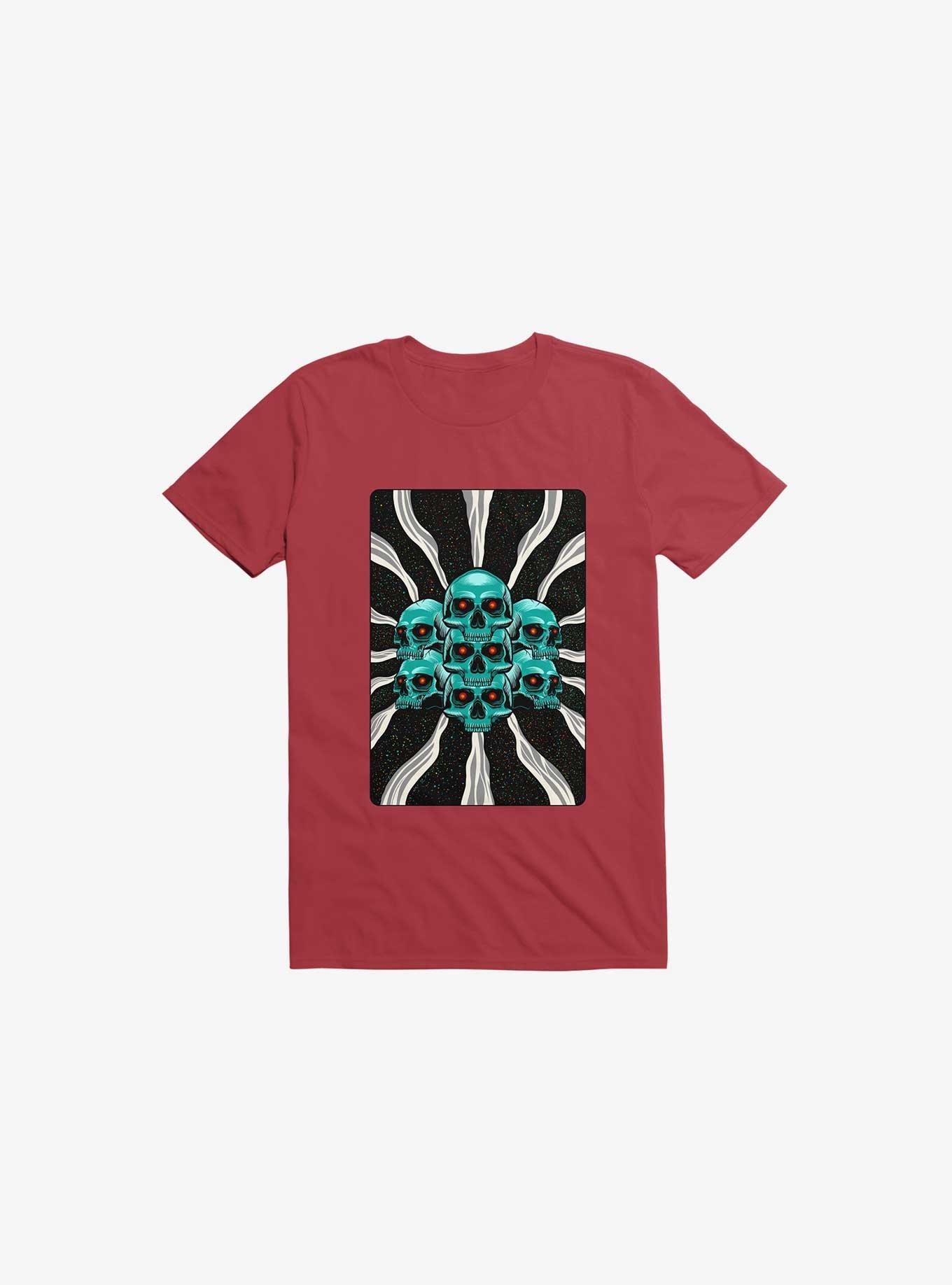 Pile Of Bones Skull Red T-Shirt, RED, hi-res