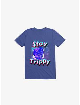 Stay Trippy Cute Retro Aesthetic Universal Vibe Skull Royal Blue T-Shirt, , hi-res
