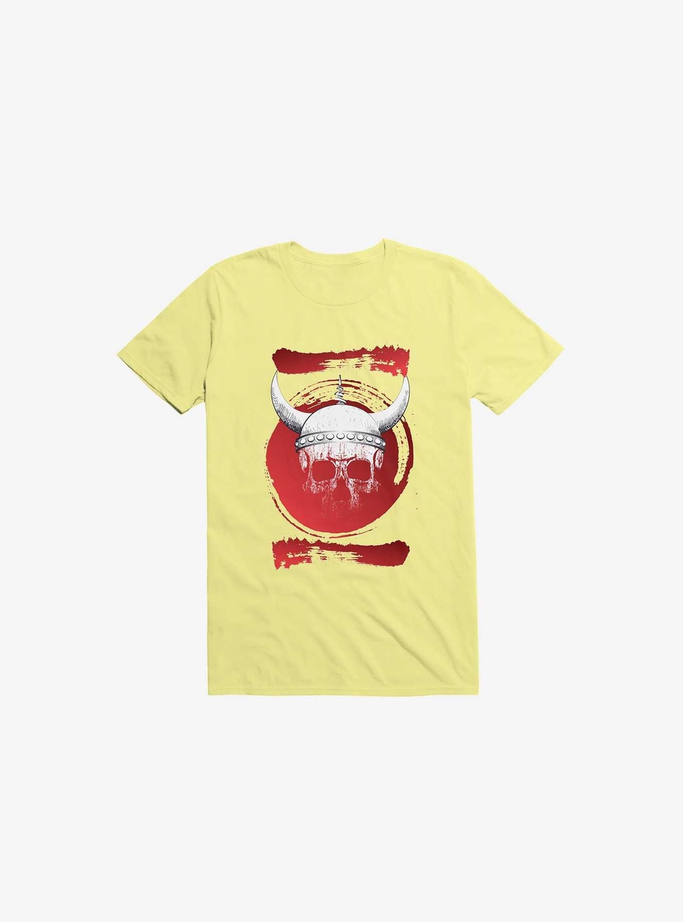 White Trippy Viking Helmet In Smears Corn Silk Yellow T-Shirt, CORN SILK, hi-res