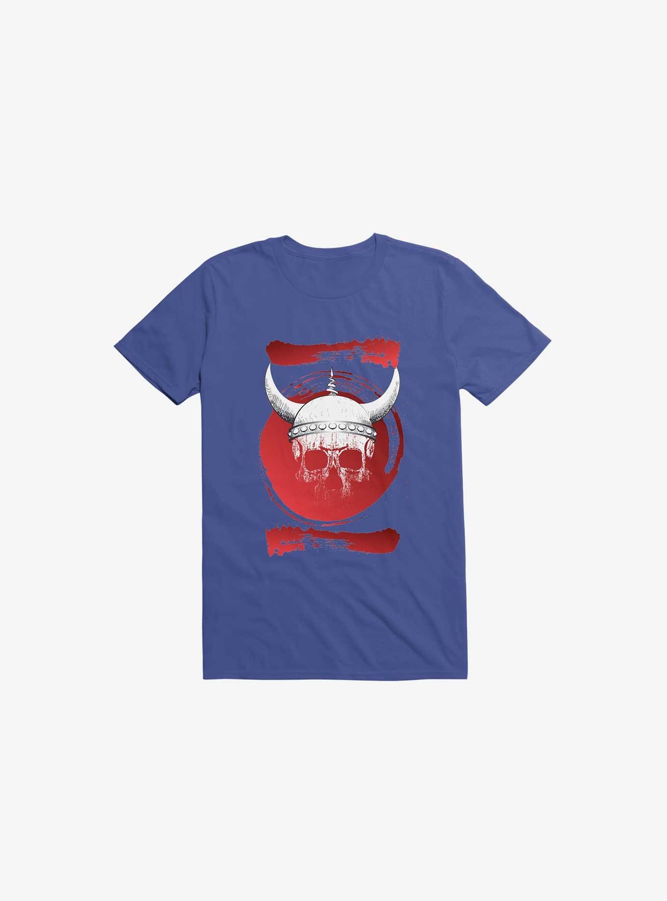White Trippy Viking Helmet In Smears Royal Blue T-Shirt, , hi-res