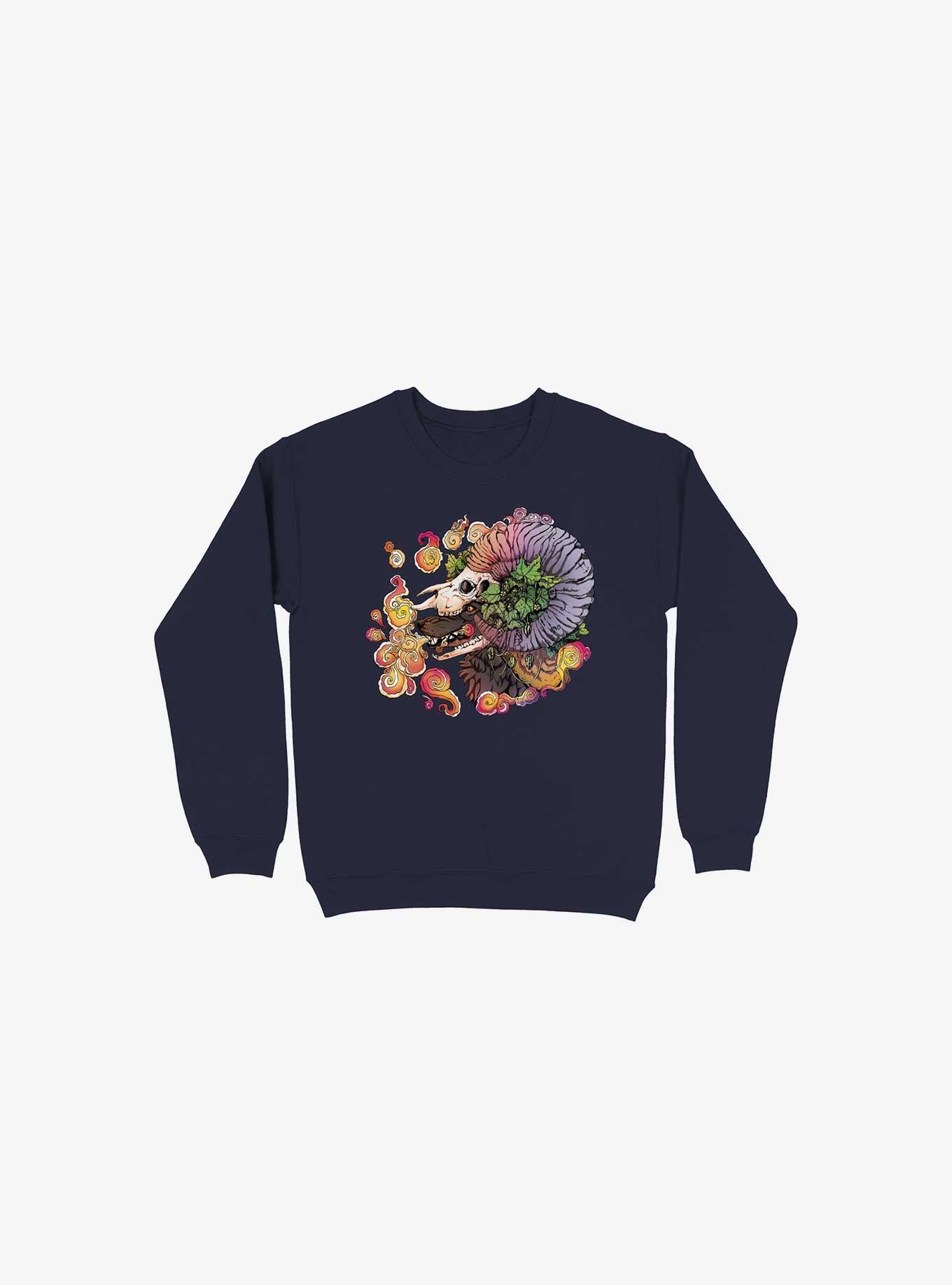 What Doesn't Kill You Becomes Your Armor Wolf And Sheep Navy Blue Sweatshirt, , hi-res
