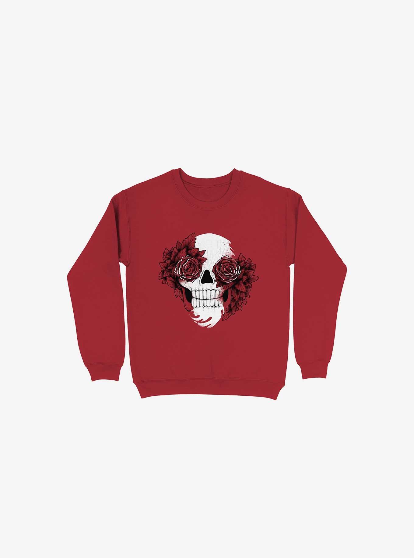 Bloom Skull Red Sweatshirt, , hi-res