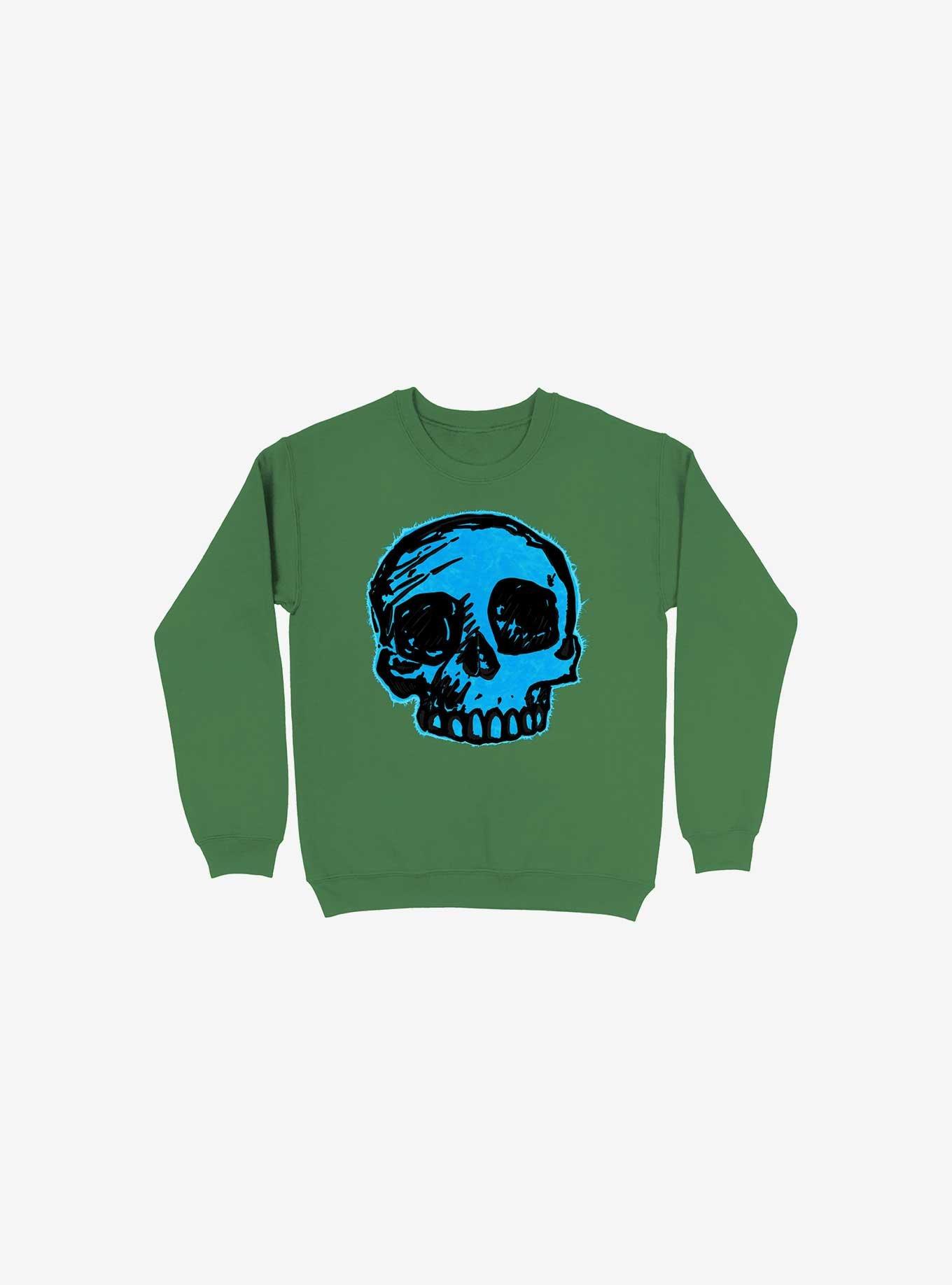 Blue Skull Kelly Green Sweatshirt, KELLY GREEN, hi-res