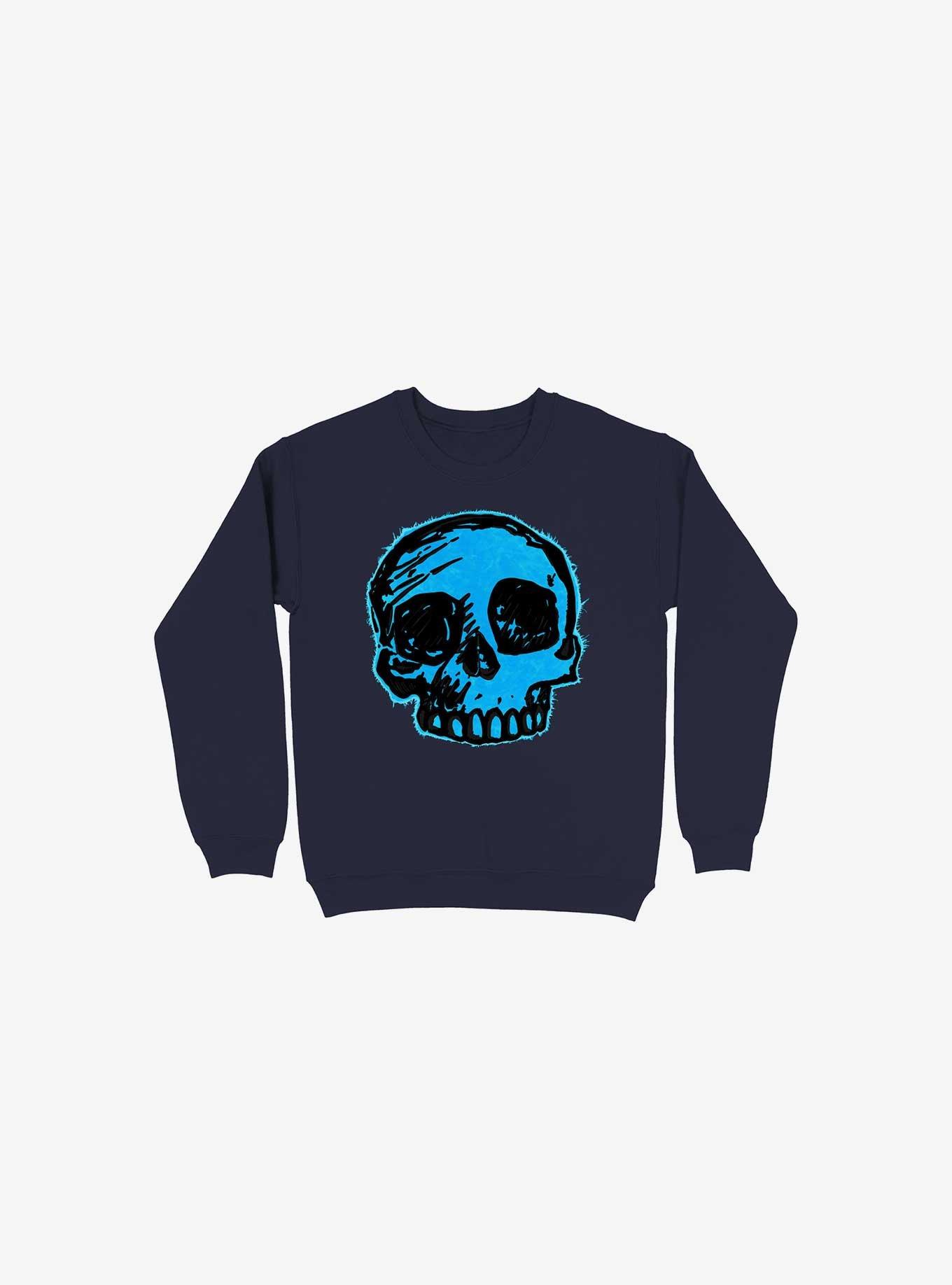 Blue Skull Navy Blue Sweatshirt, NAVY, hi-res