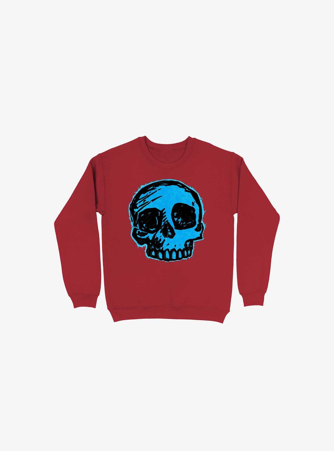 Blue Skull Red Sweatshirt, RED, hi-res