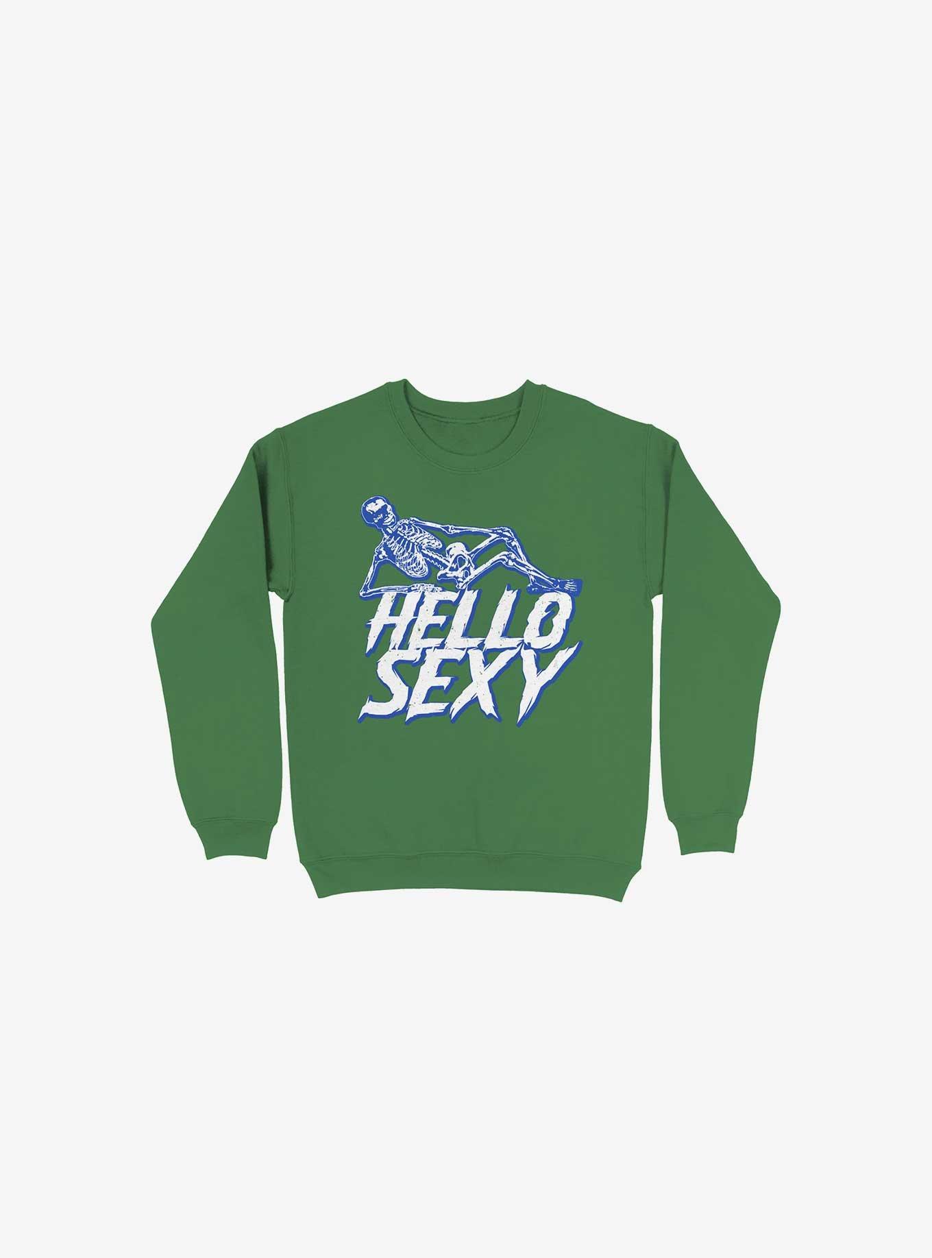 Hello Sexy Skeleton Kelly Green Sweatshirt, KELLY GREEN, hi-res