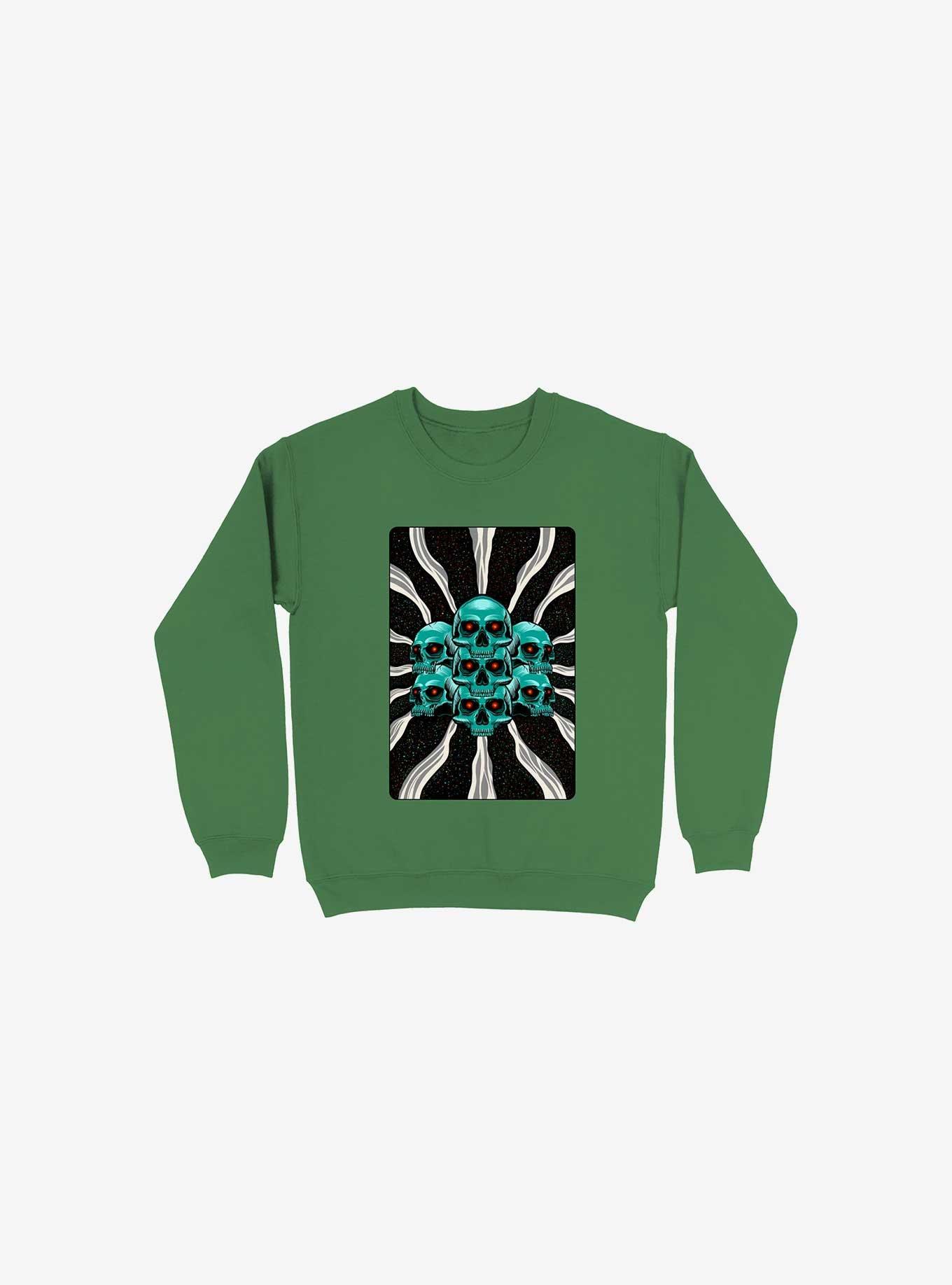 Pile Of Bones Skull Kelly Green Sweatshirt, KELLY GREEN, hi-res