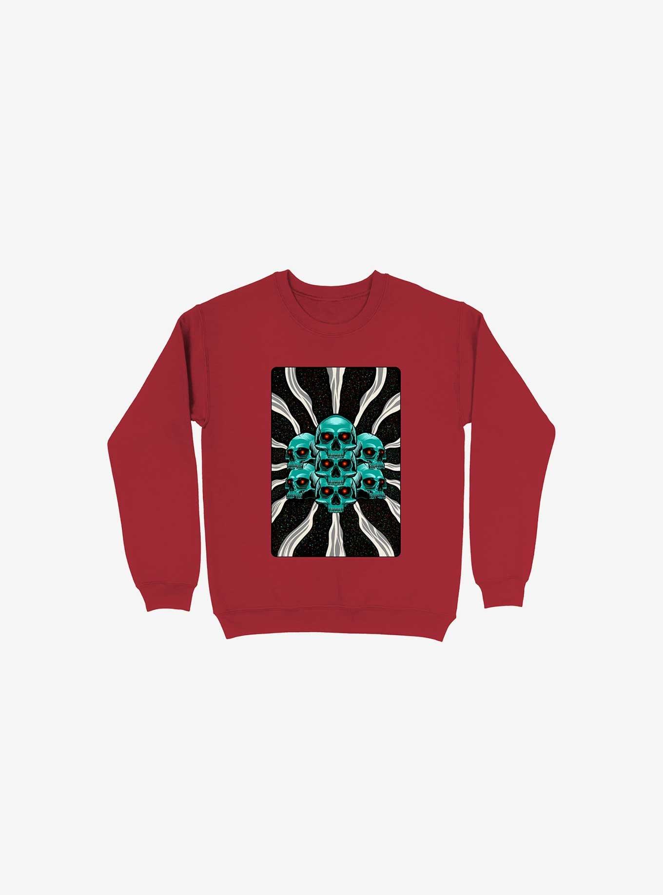 Pile Of Bones Skull Red Sweatshirt, , hi-res
