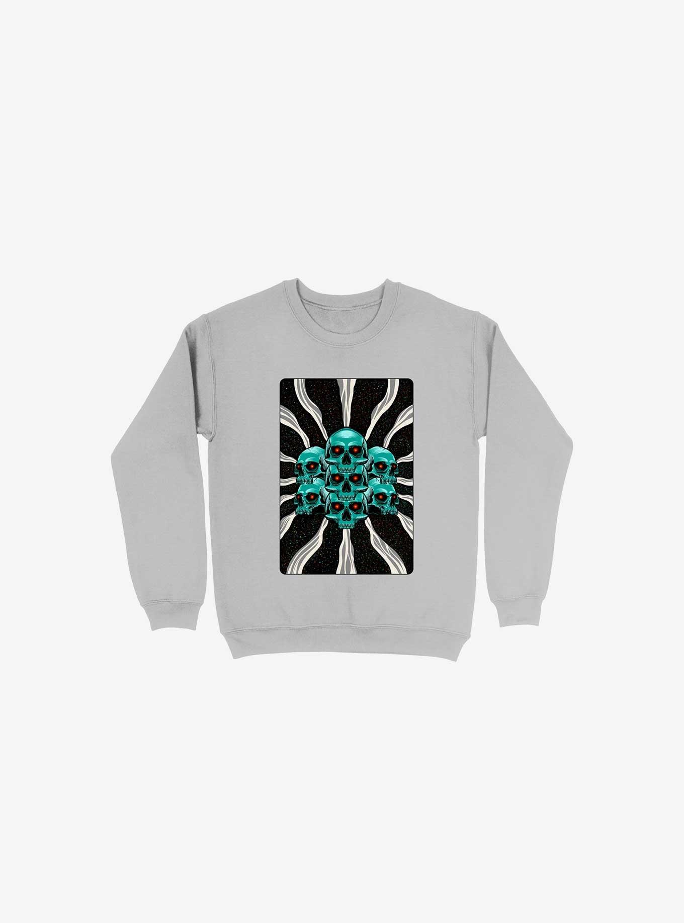 Pile Of Bones Skull Silver Sweatshirt, , hi-res