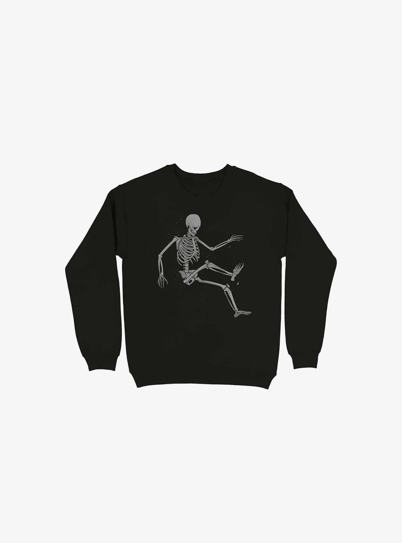 Skeleton Flowting On Space Black Sweatshirt, BLACK, hi-res