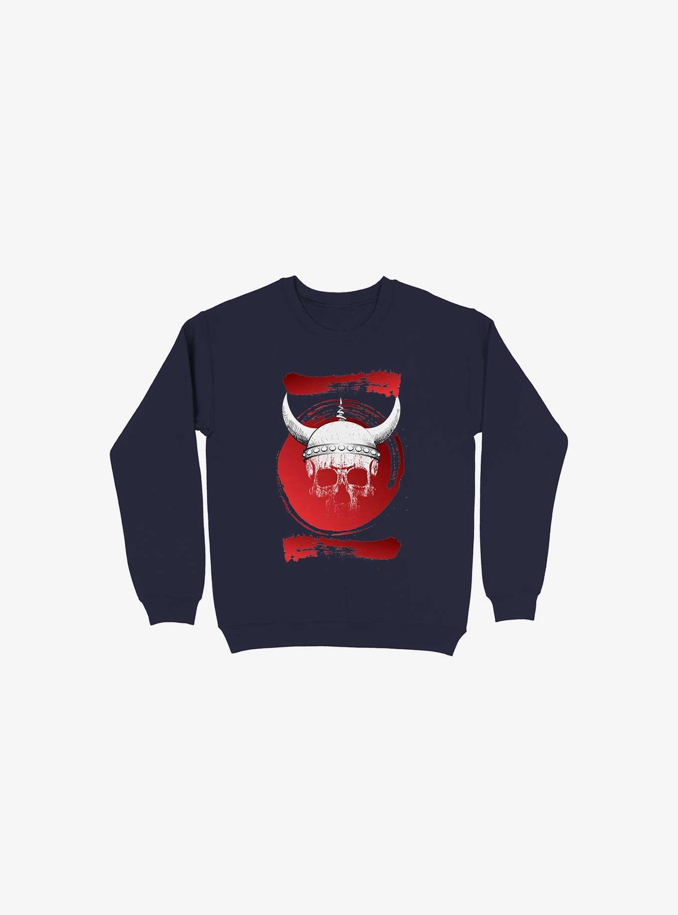 White Trippy Viking Helmet In Smears Navy Blue Sweatshirt, , hi-res