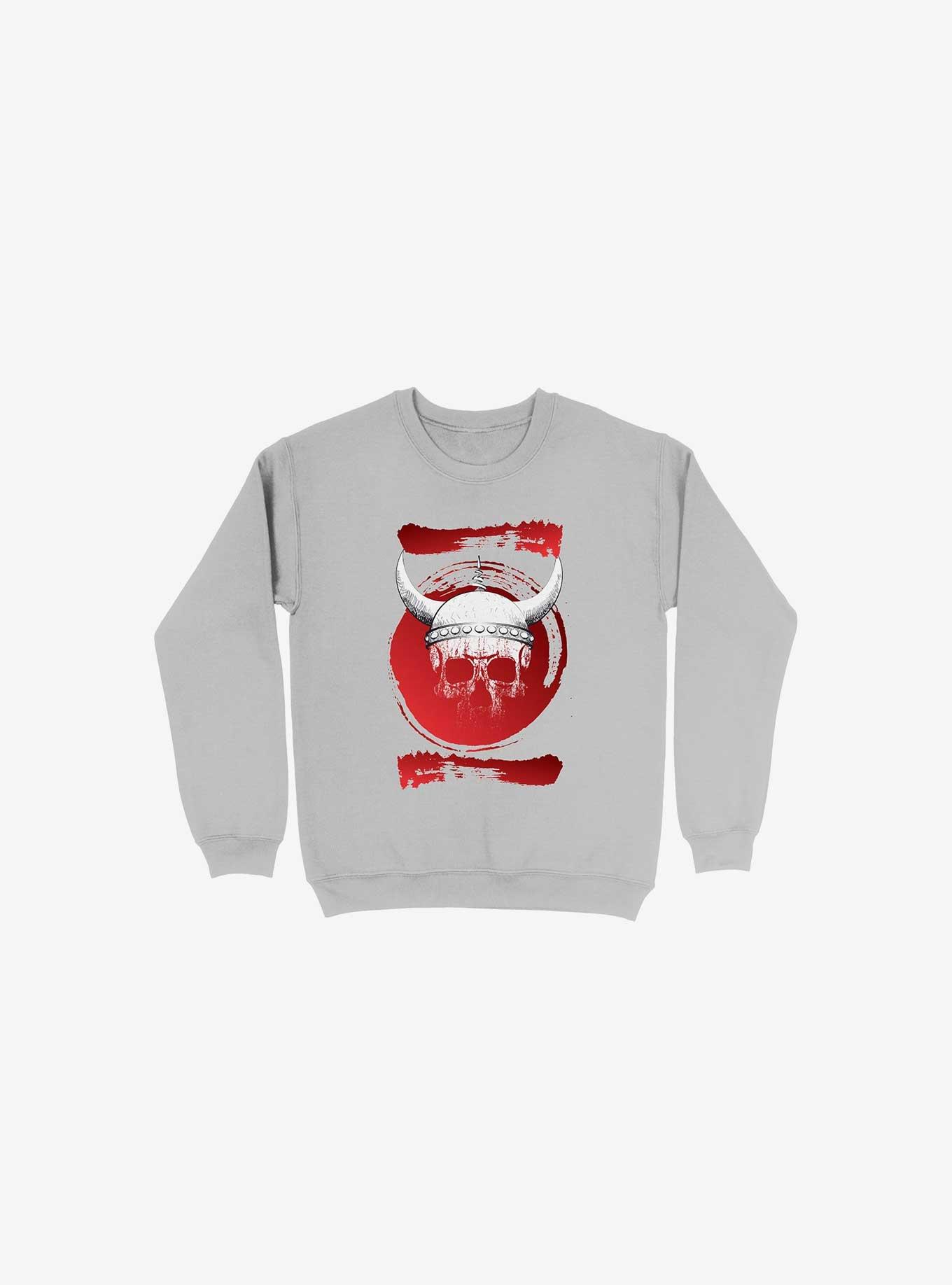 White Trippy Viking Helmet In Smears Silver Sweatshirt, SILVER, hi-res