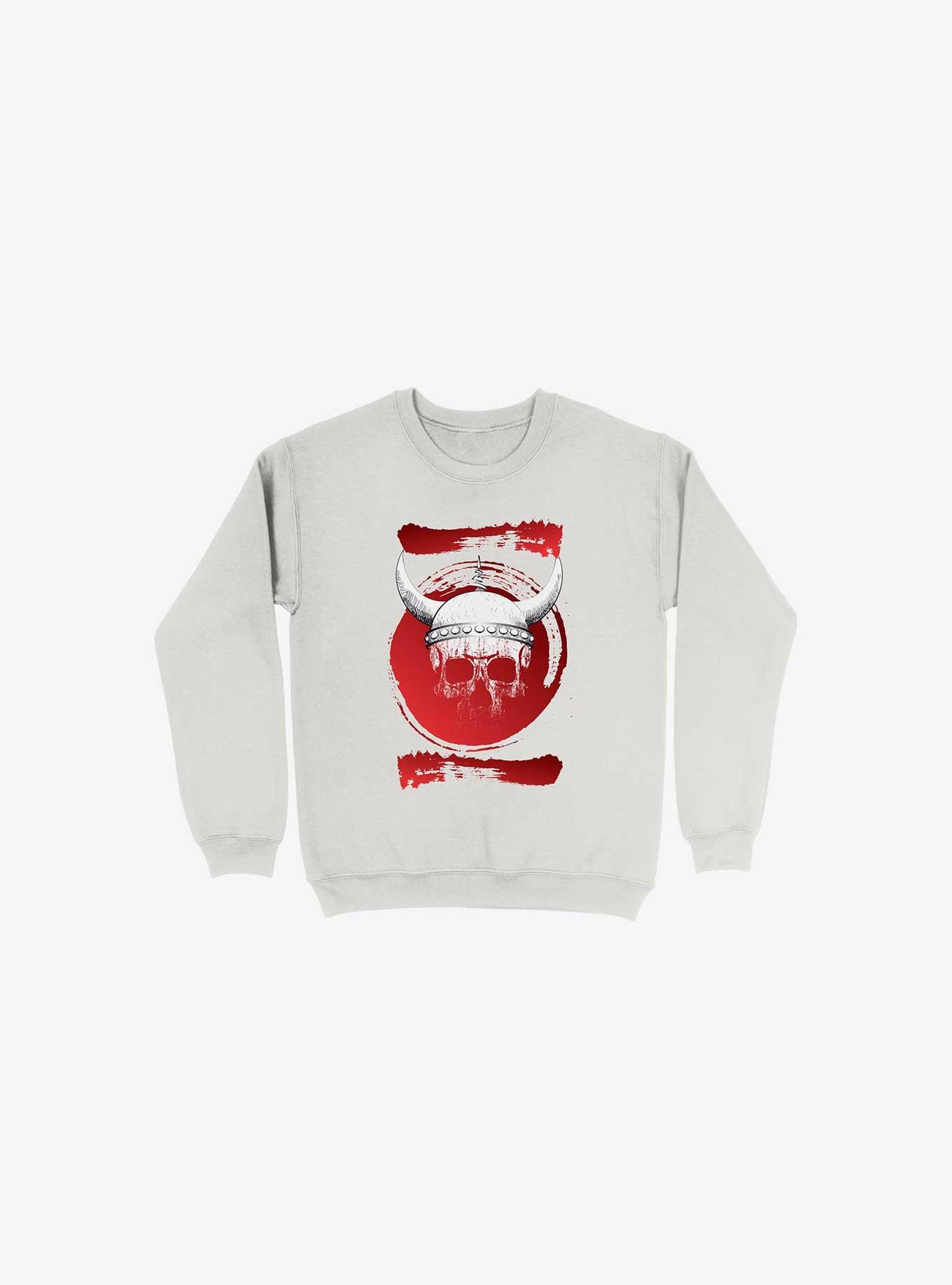 White Trippy Viking Helmet In Smears White Sweatshirt, WHITE, hi-res