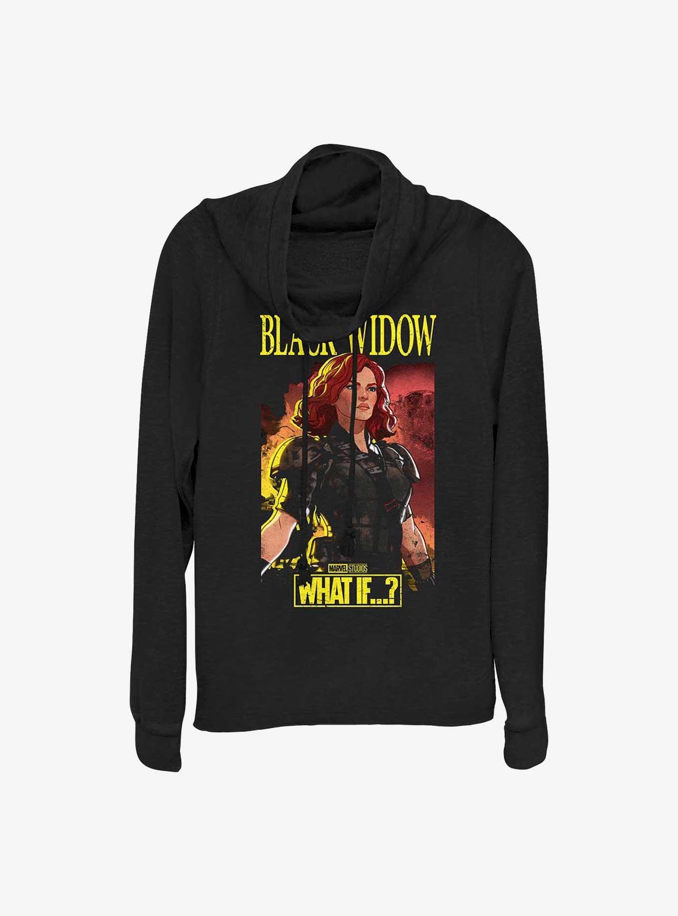 Marvel What If?? Black Widow Apocalyptic Suit Girls Cowlneck Long-Sleeve T-Shirt, BLACK, hi-res