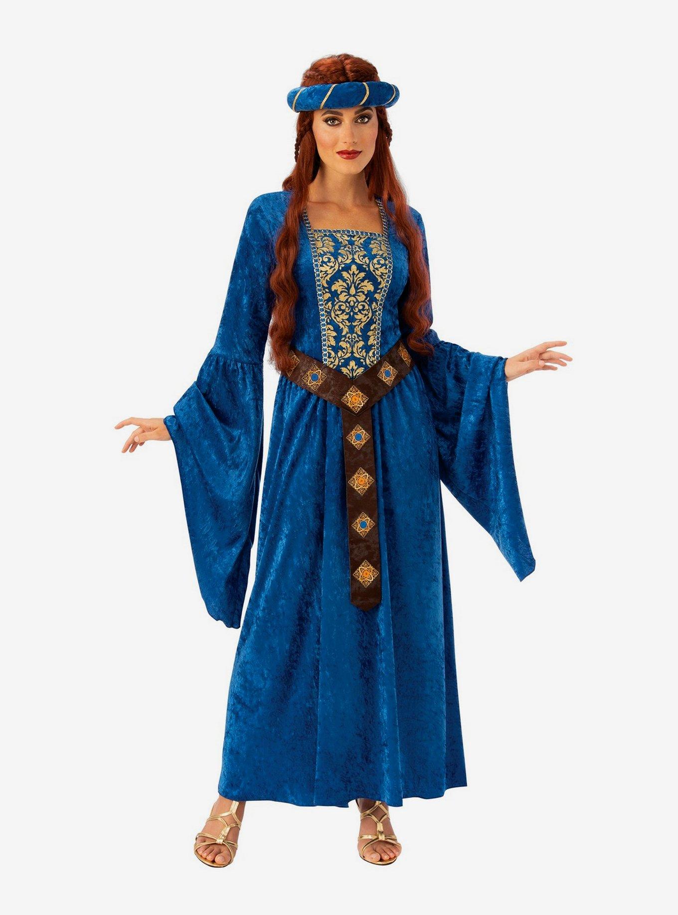 Sapphire Medieval Maiden Costume, BLUE, hi-res