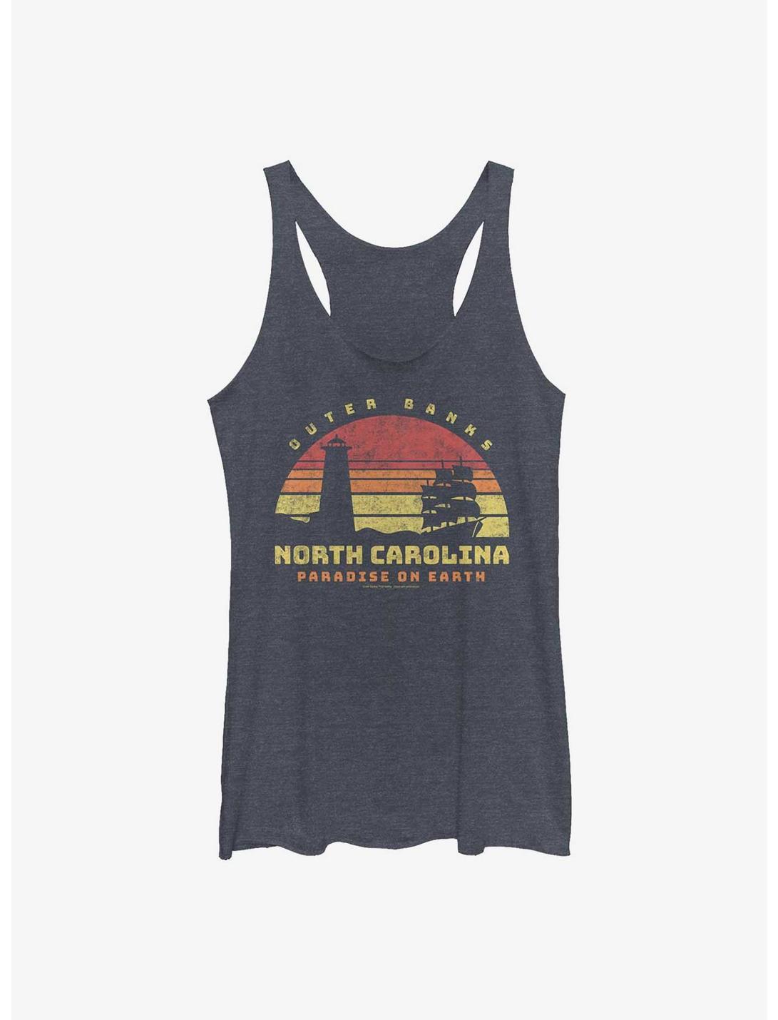 Outer Banks Paradise On Earth Girls Tank, NAVY HTR, hi-res