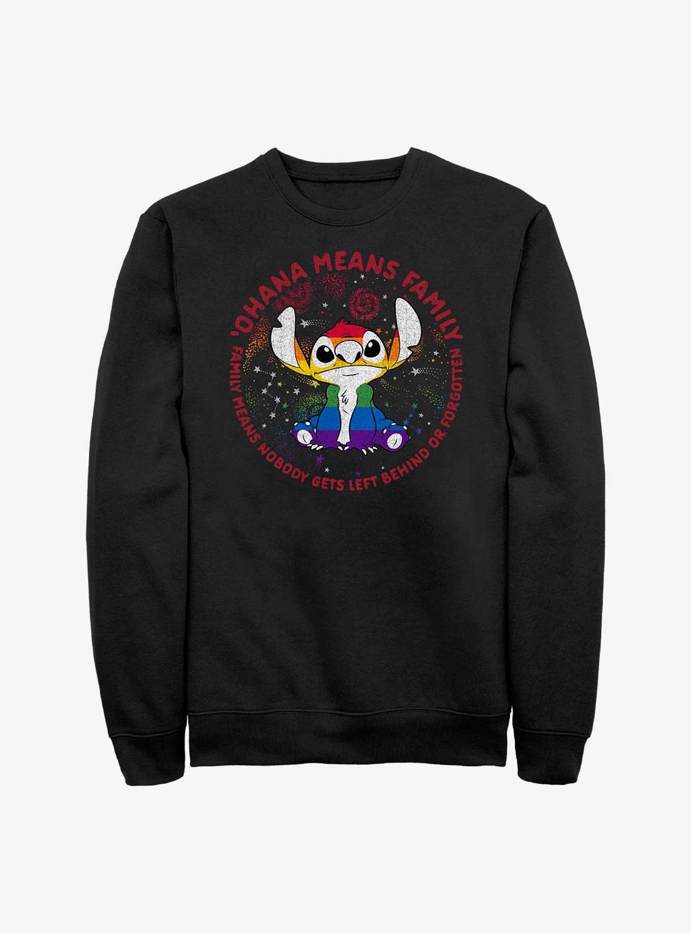 Disney Lilo And Stitch Ohana Means Family Rainbow Pride Sweatshirt, BLACK, hi-res