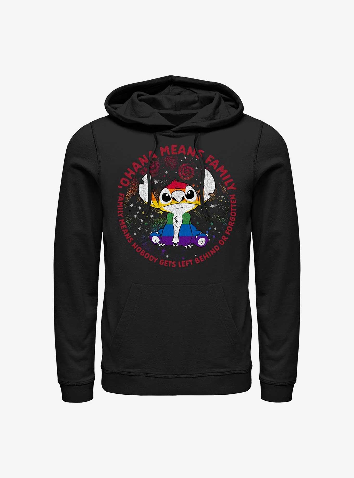 Disney Lilo And Stitch Ohana Means Family Rainbow Pride Hoodie, BLACK, hi-res