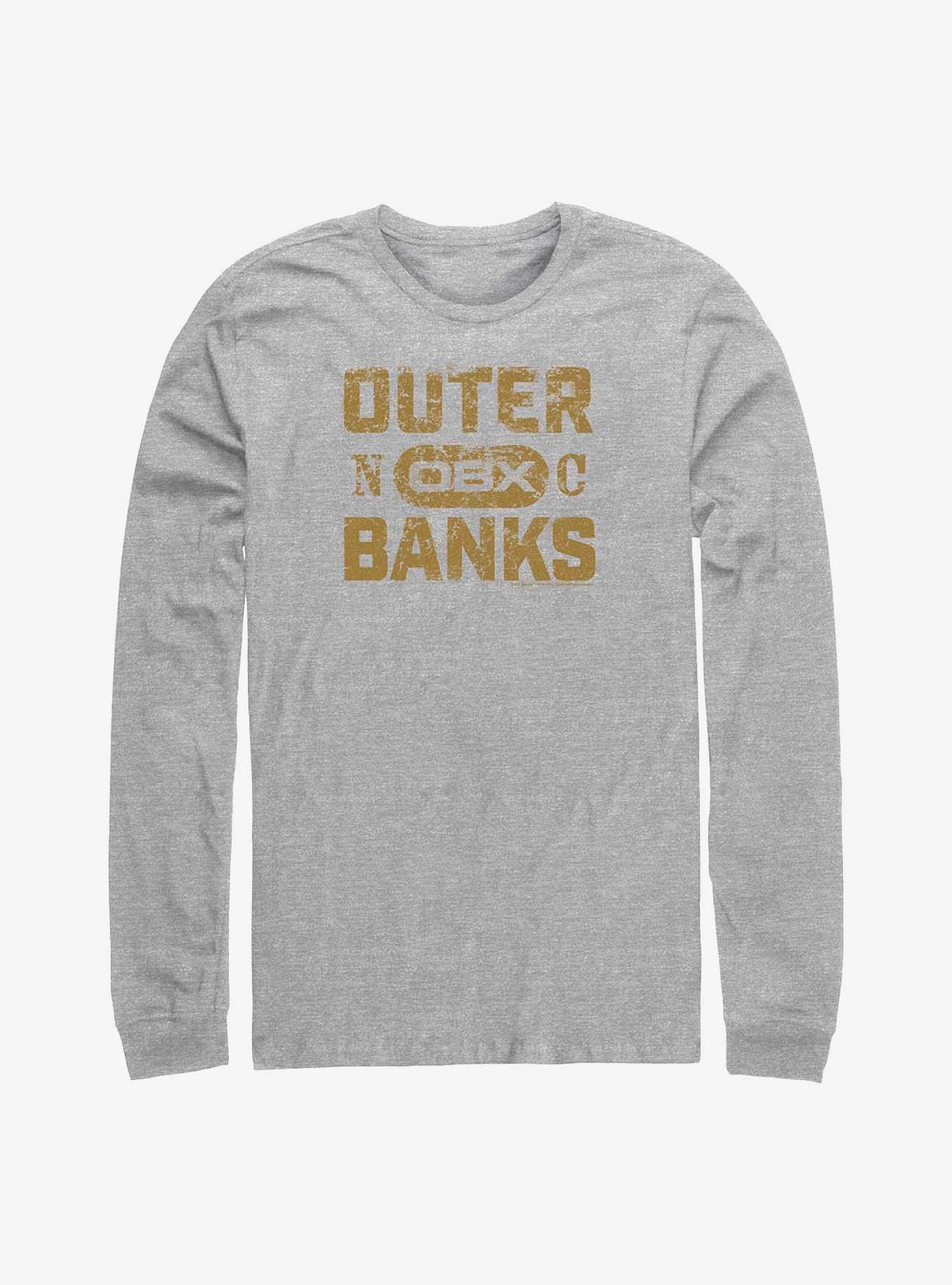 Outer Banks Distressed Type Long-Sleeve T-Shirt, ATH HTR, hi-res