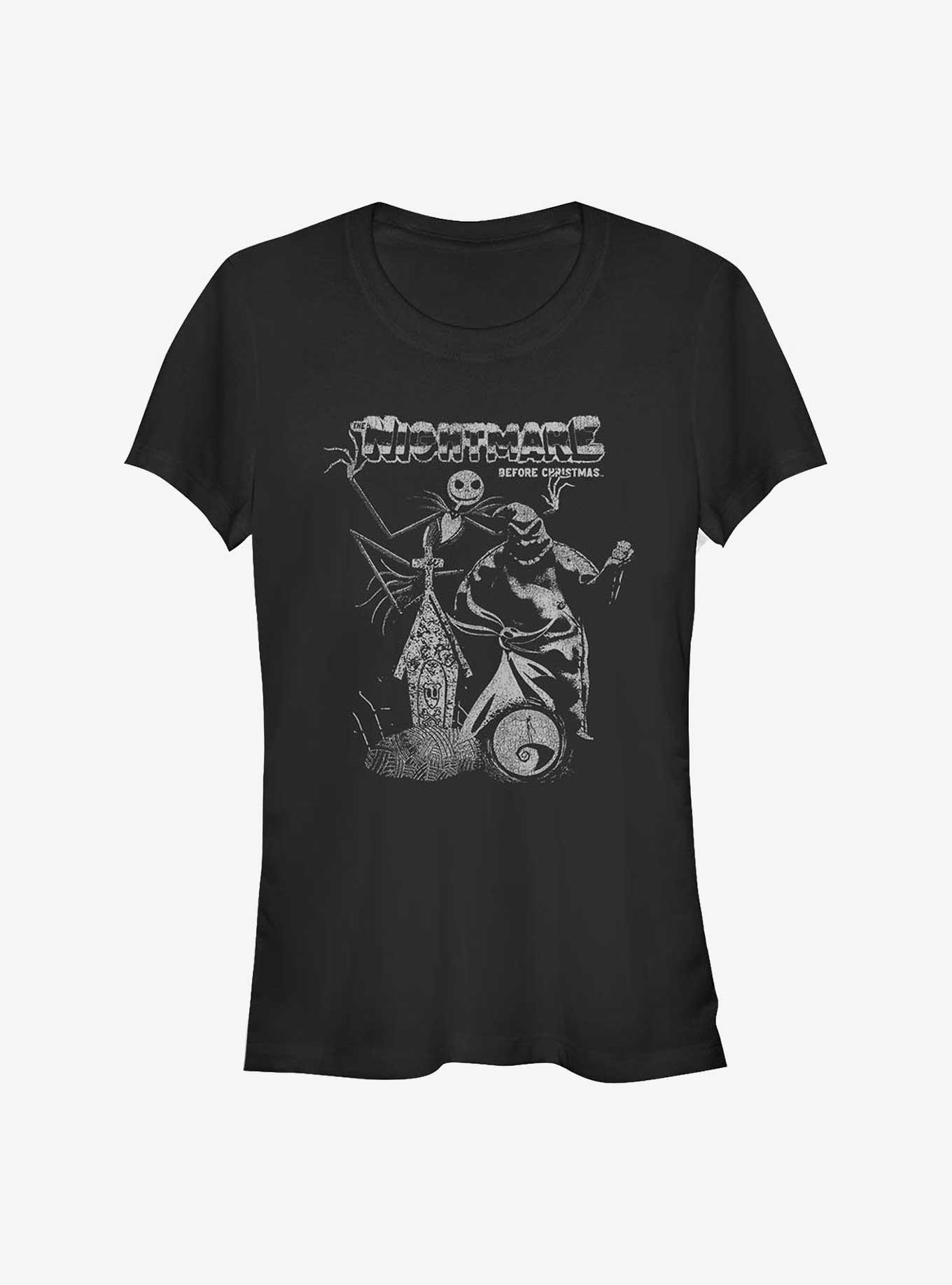 Disney The Nightmare Before Christmas Vintage Poster Girls T-Shirt, BLACK, hi-res