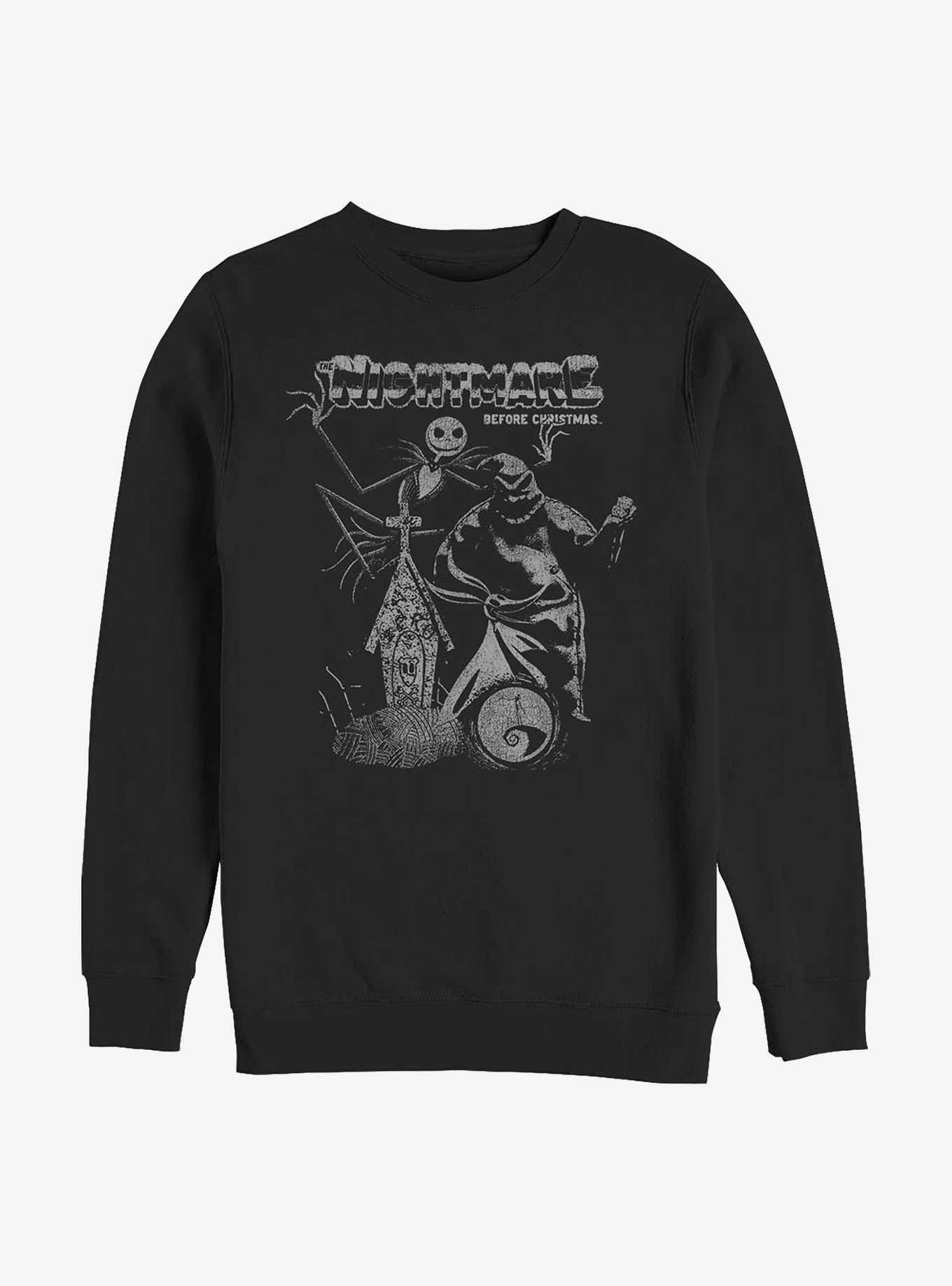 Disney The Nightmare Before Christmas Vintage Poster Sweatshirt, BLACK, hi-res