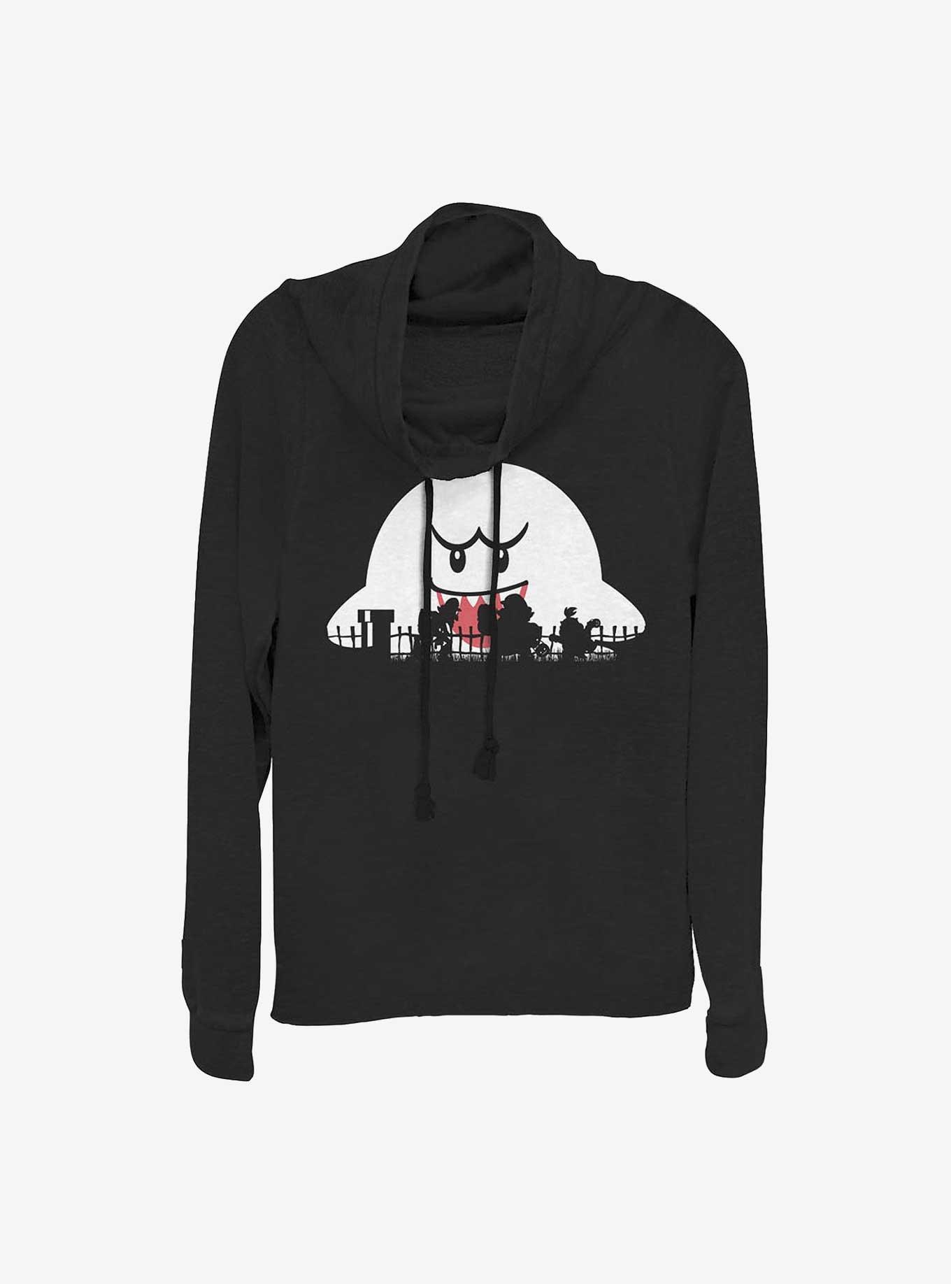 Nintendo Mario Halloween Silhouettes Girls Cowlneck Long-Sleeve Top, , hi-res