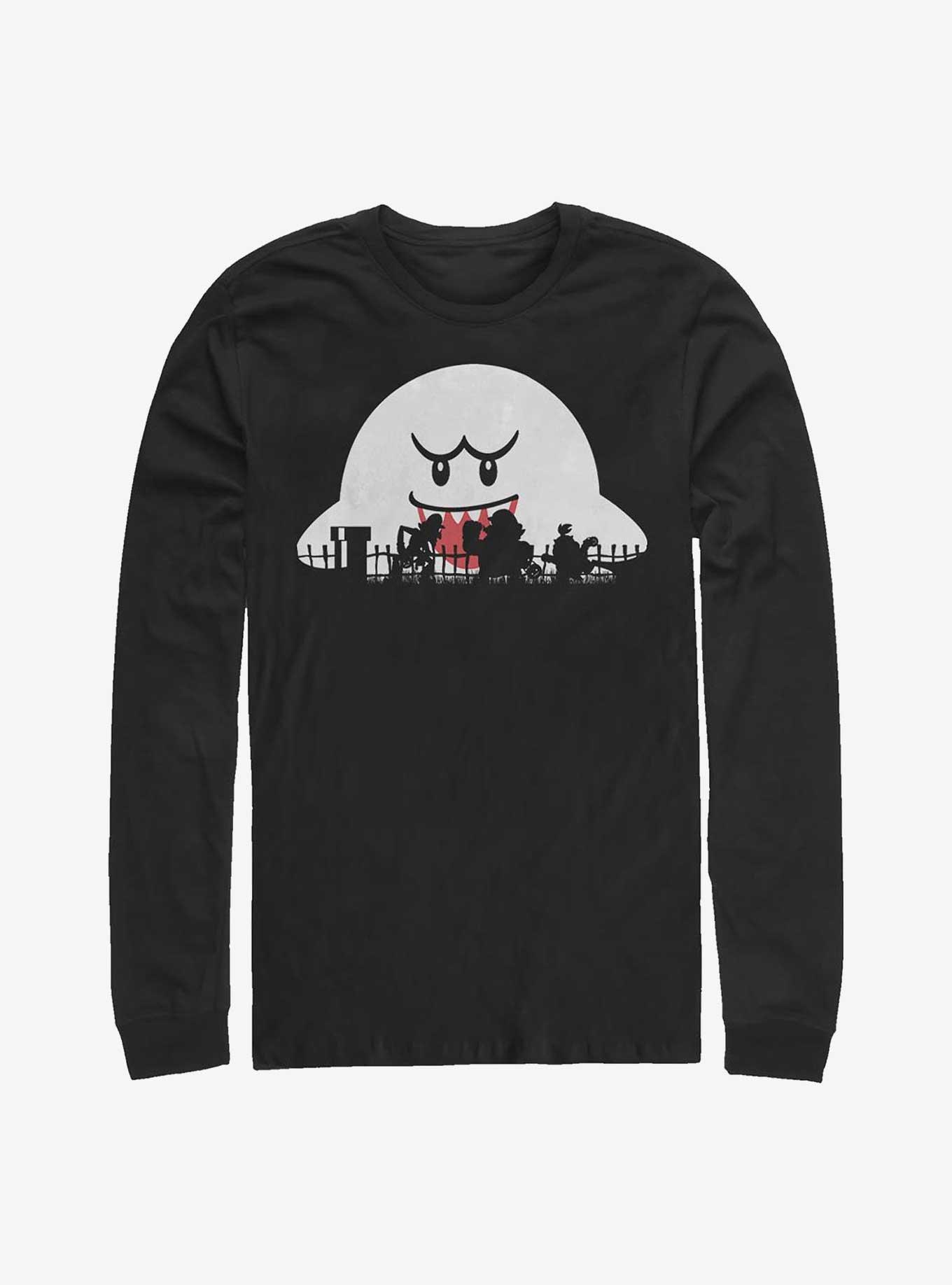 Nintendo Mario Halloween Silhouettes Long-Sleeve T-Shirt, BLACK, hi-res