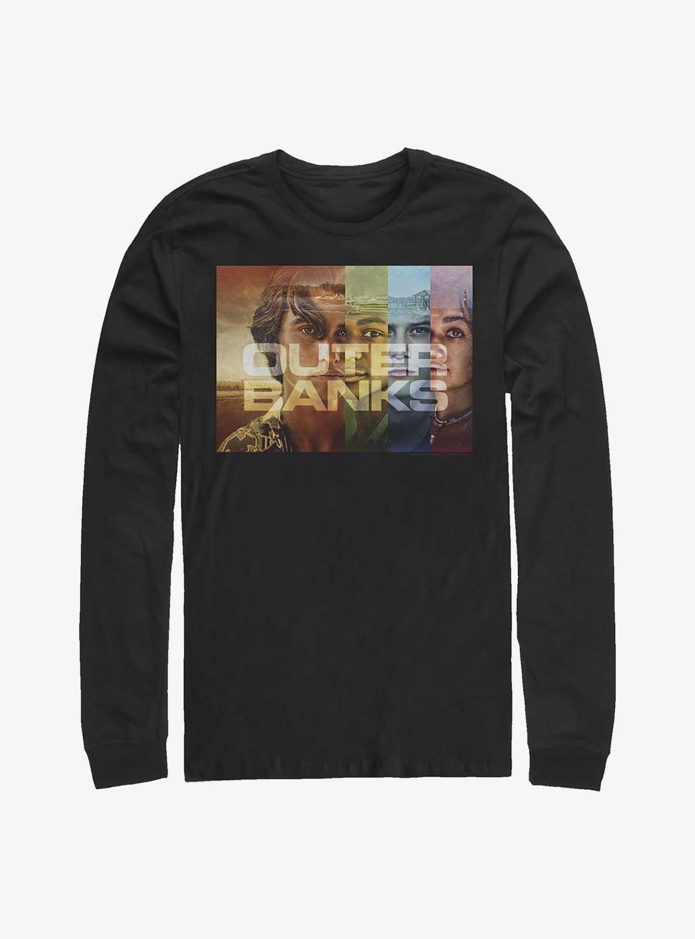 Outer Banks Cover Poster Long-Sleeve T-Shirt, BLACK, hi-res