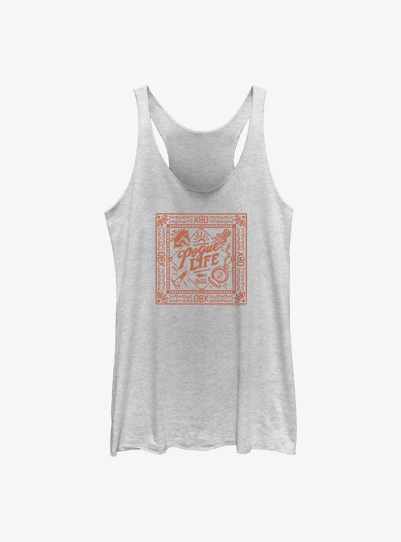 Outer Banks Square Badge Girls Tank, WHITE HTR, hi-res