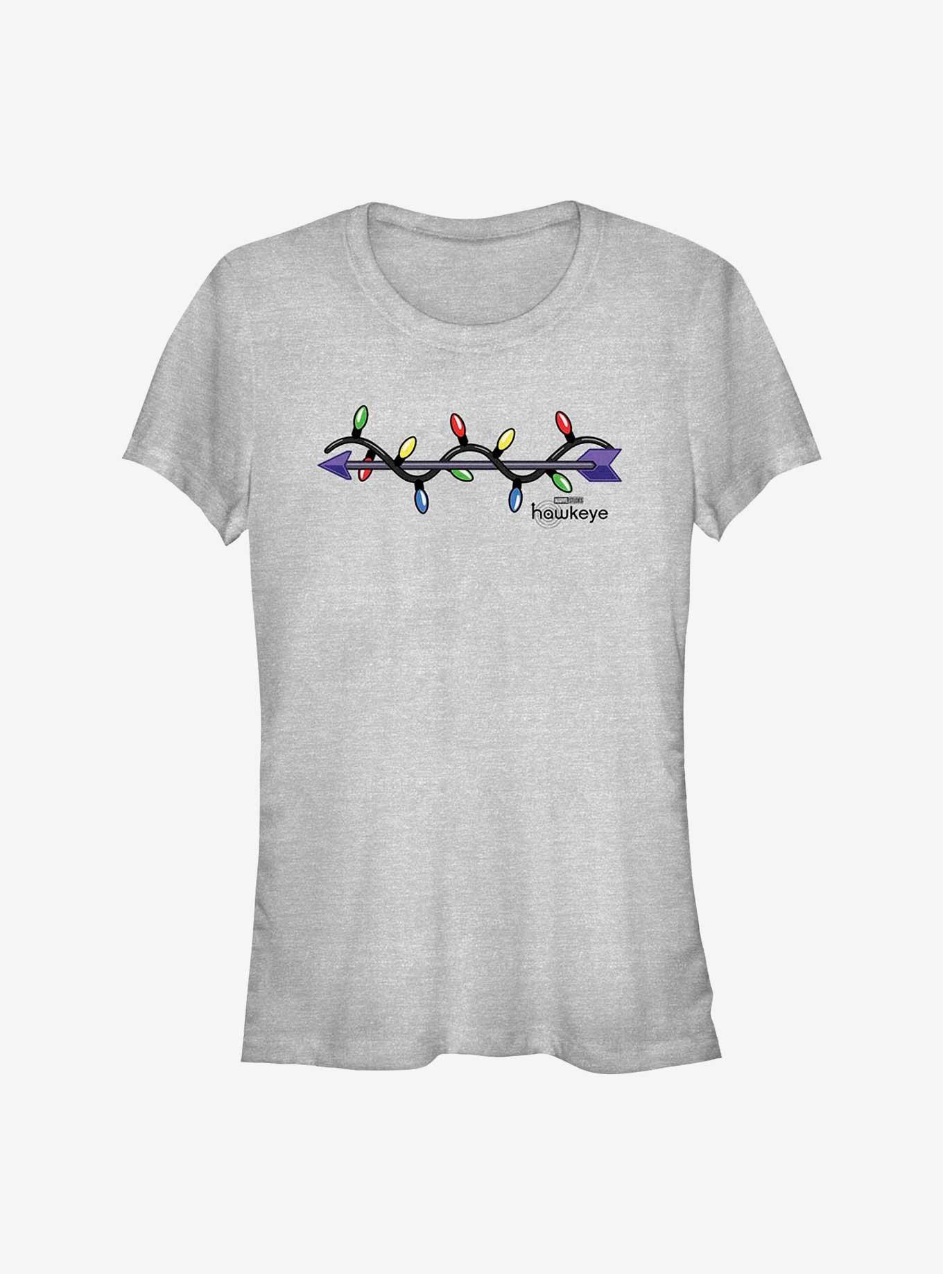 Marvel Hawkeye Arrow Xmas Lights Logo Girls T-Shirt, ATH HTR, hi-res